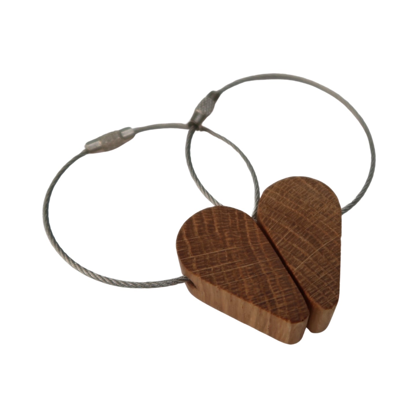Solid Oak Half a Heart Keyring