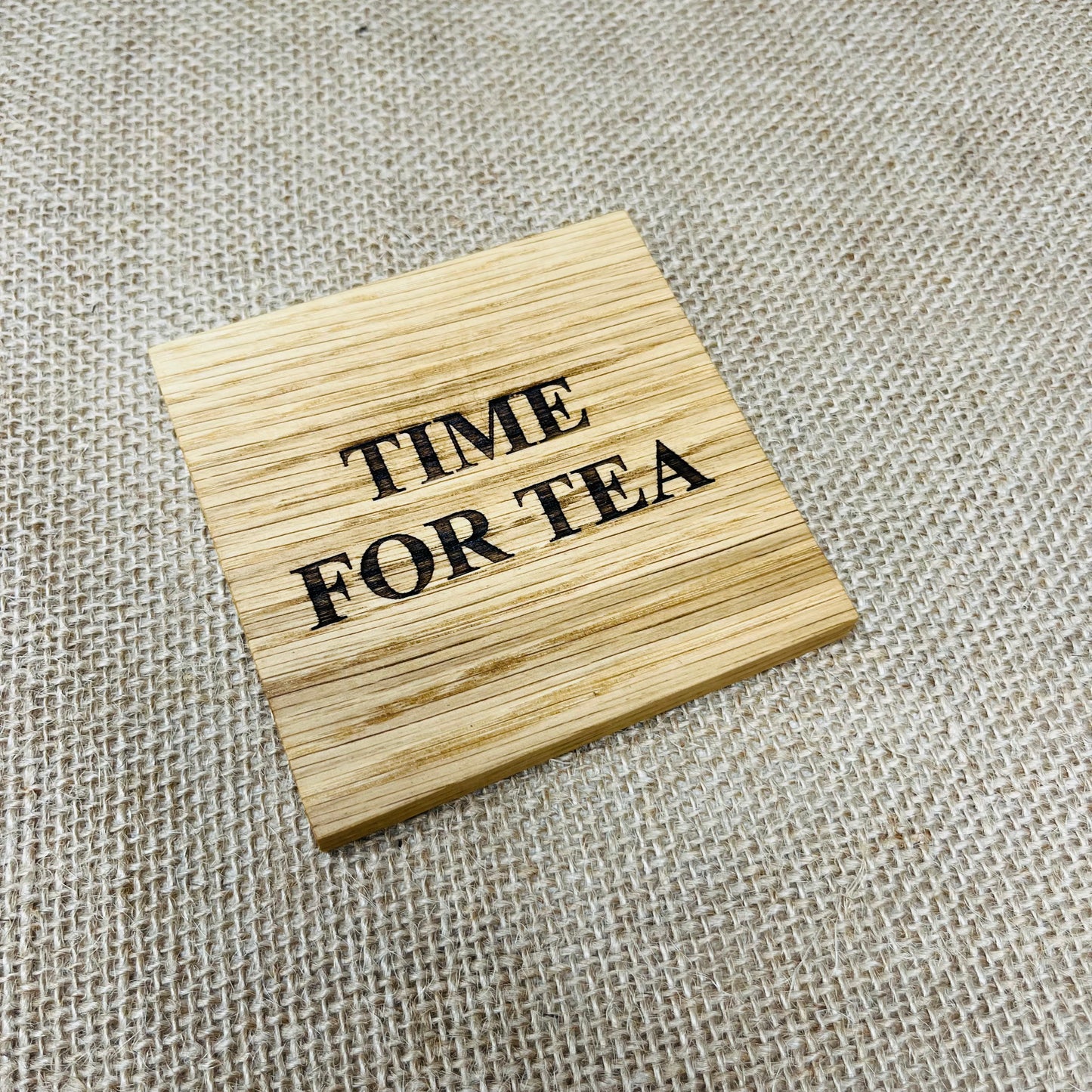 Time For Tea Coaster - Engraved Solid Oak
