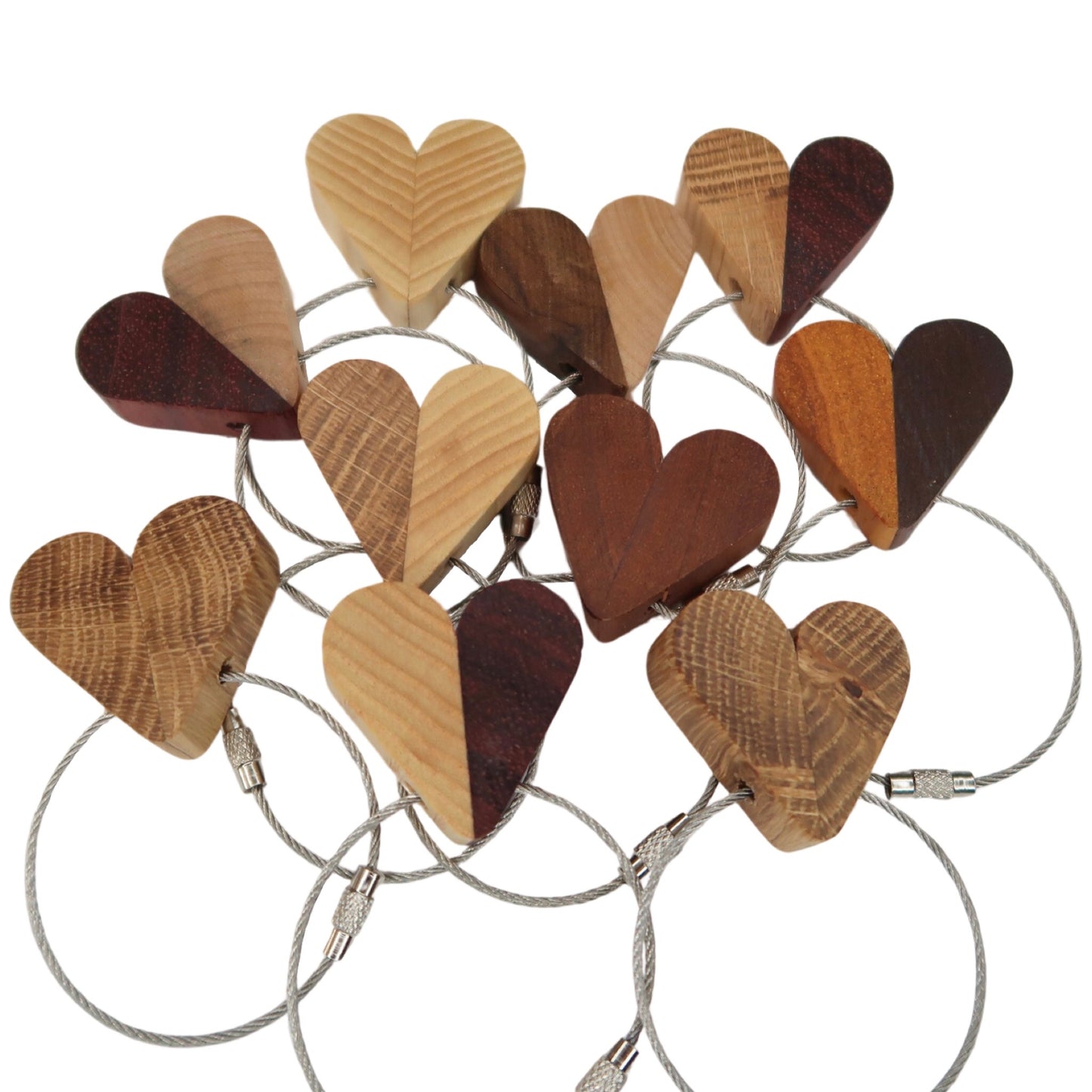 Heart Keyrings Stocking Filler Set of 10