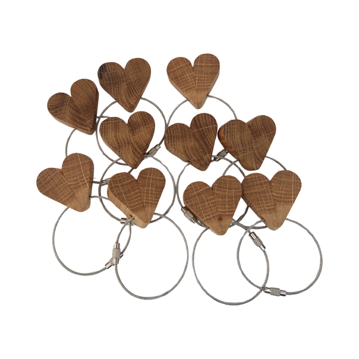 Solid Oak Heart Keyring