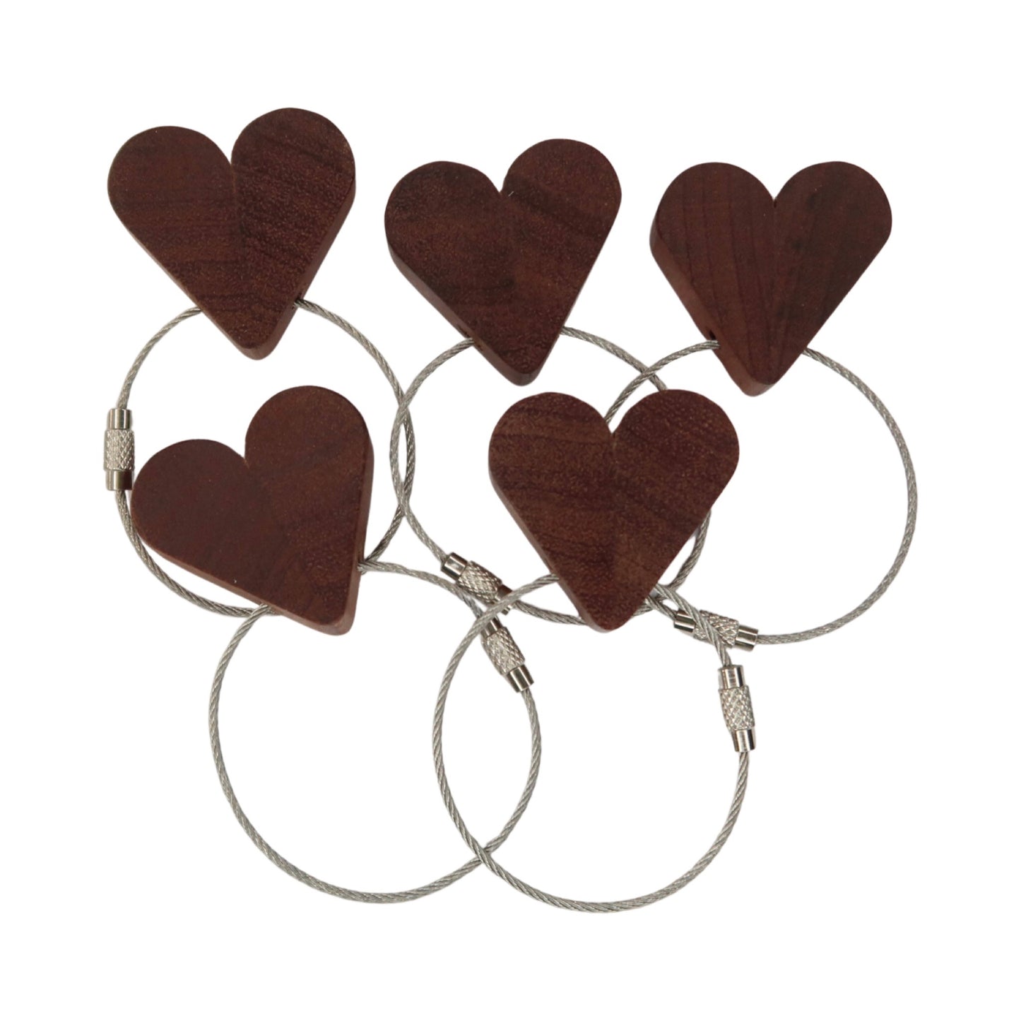 Solid Mahogany Heart Keyring