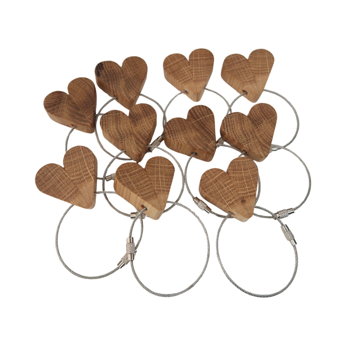 Solid Oak Heart Keyring