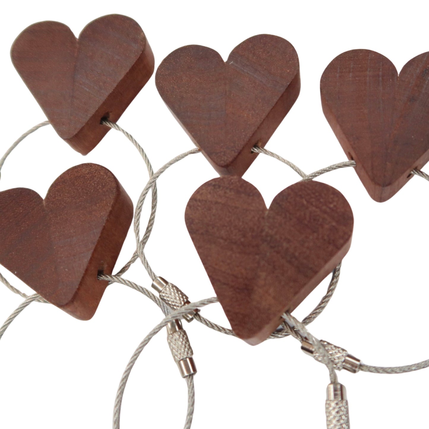 Solid Mahogany Heart Keyring