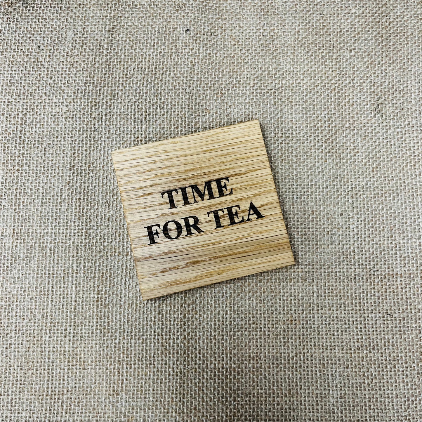 Time For Tea Coaster - Engraved Solid Oak