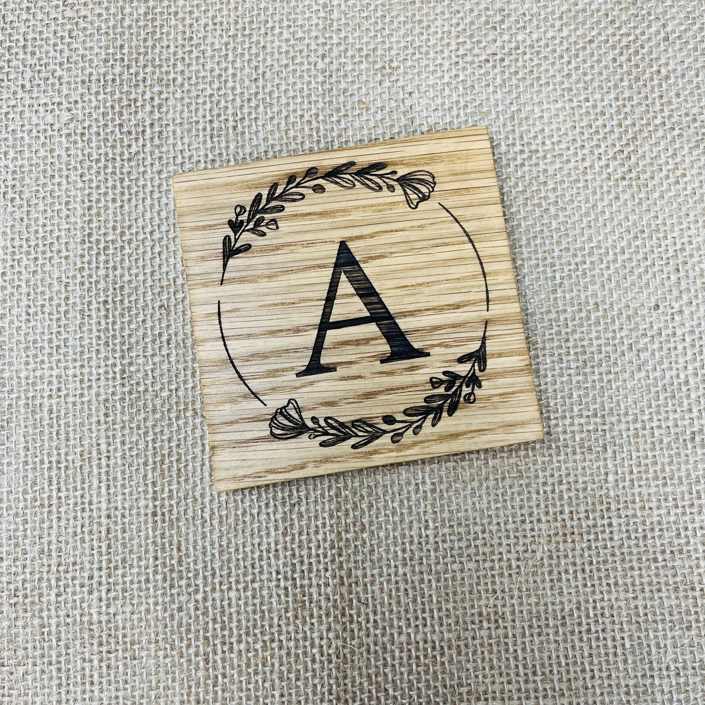 Personalised Letter Coaster - Engraved Solid Oak
