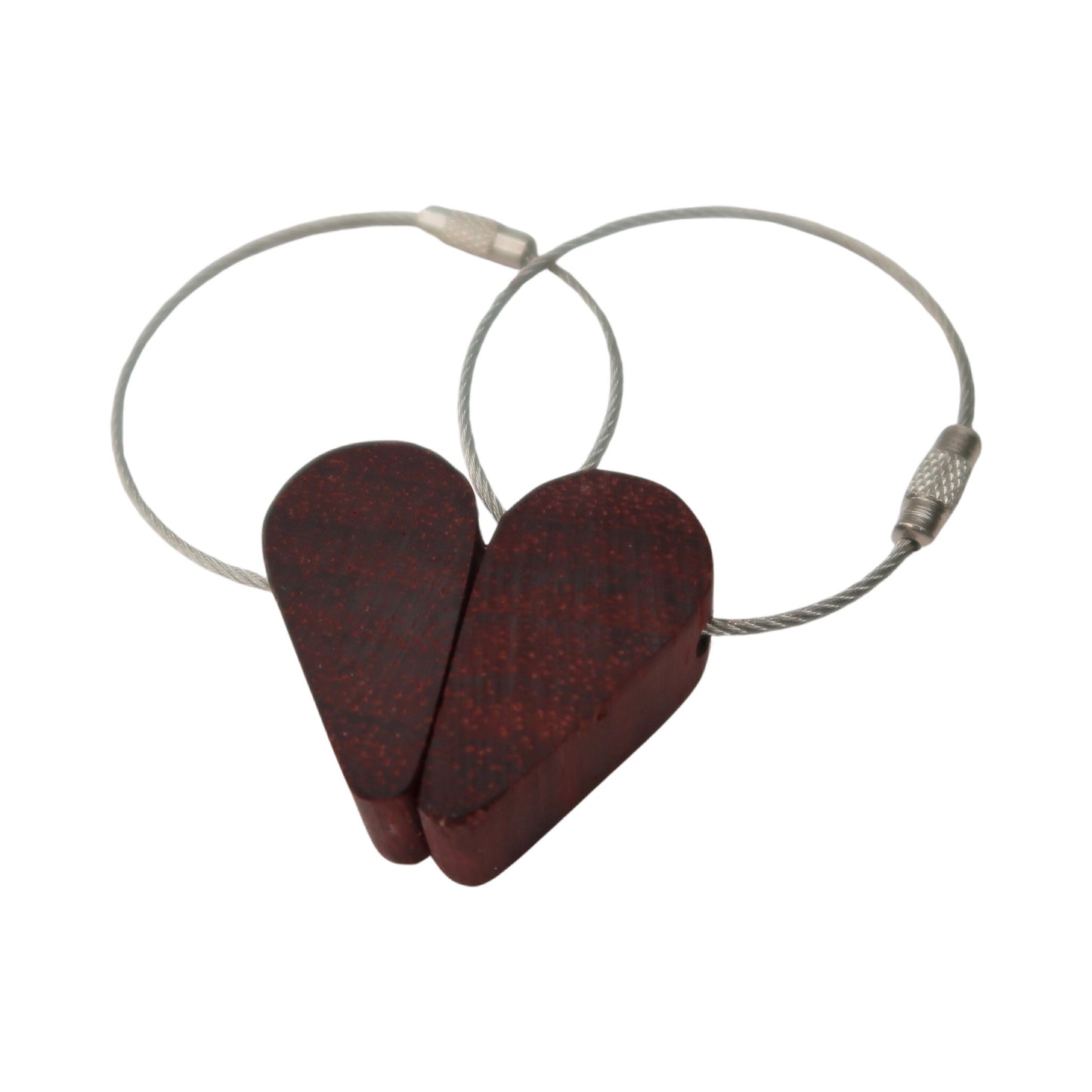 Solid Sapele Half a Heart Keyring