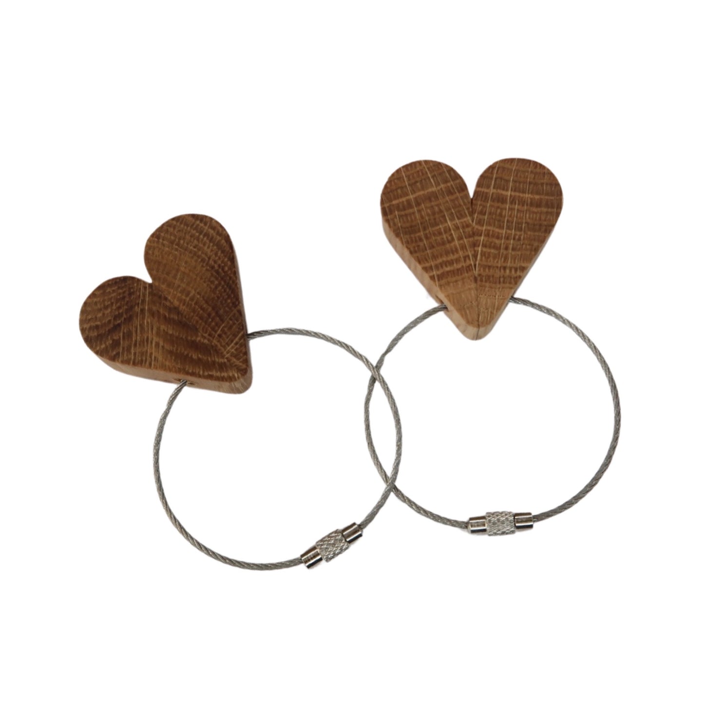 Solid Oak Heart Keyring