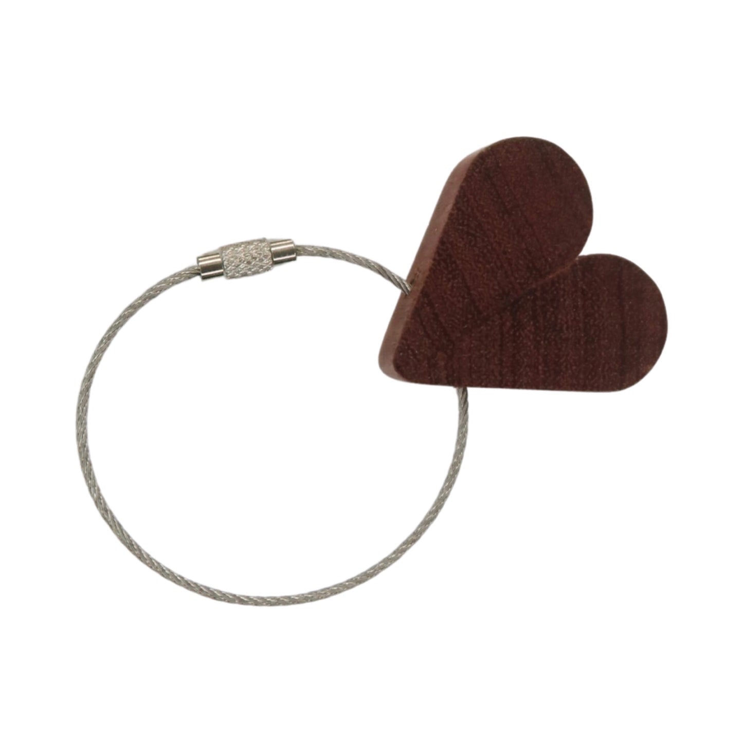 Solid Mahogany Heart Keyring