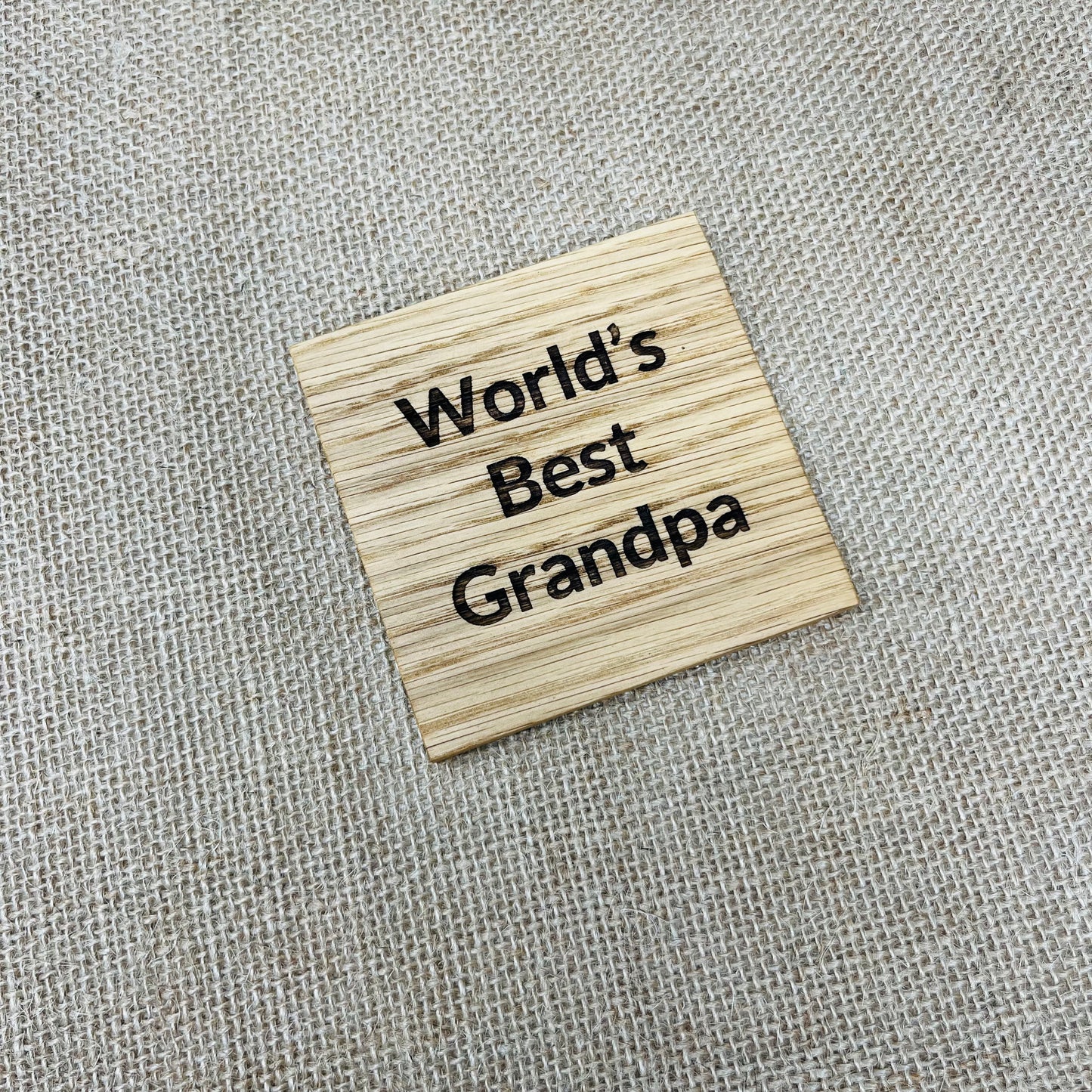World's Best Grandpa Coaster - Engraved Solid Oak