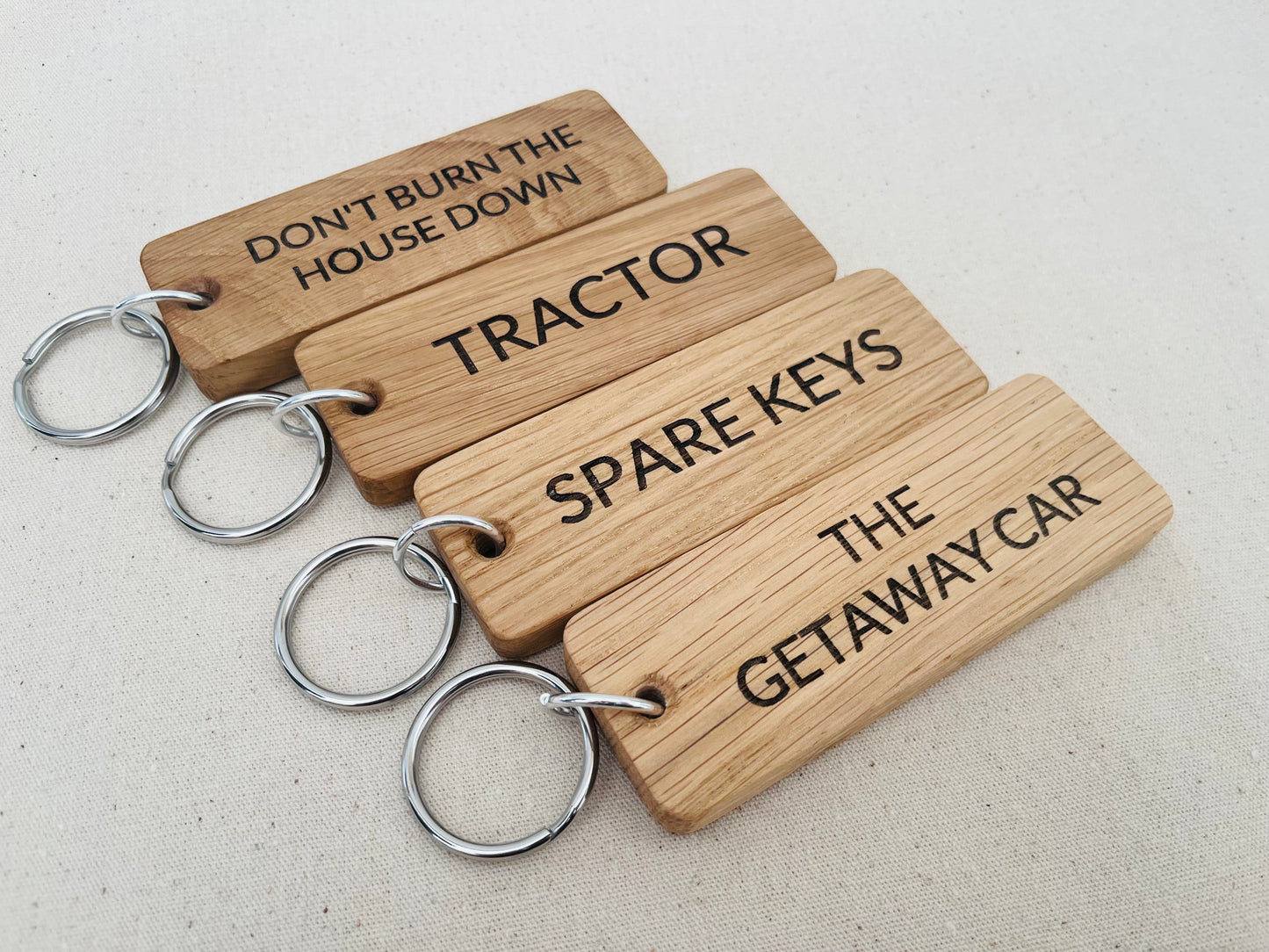 Personalised Large Oak Engraved Keyring