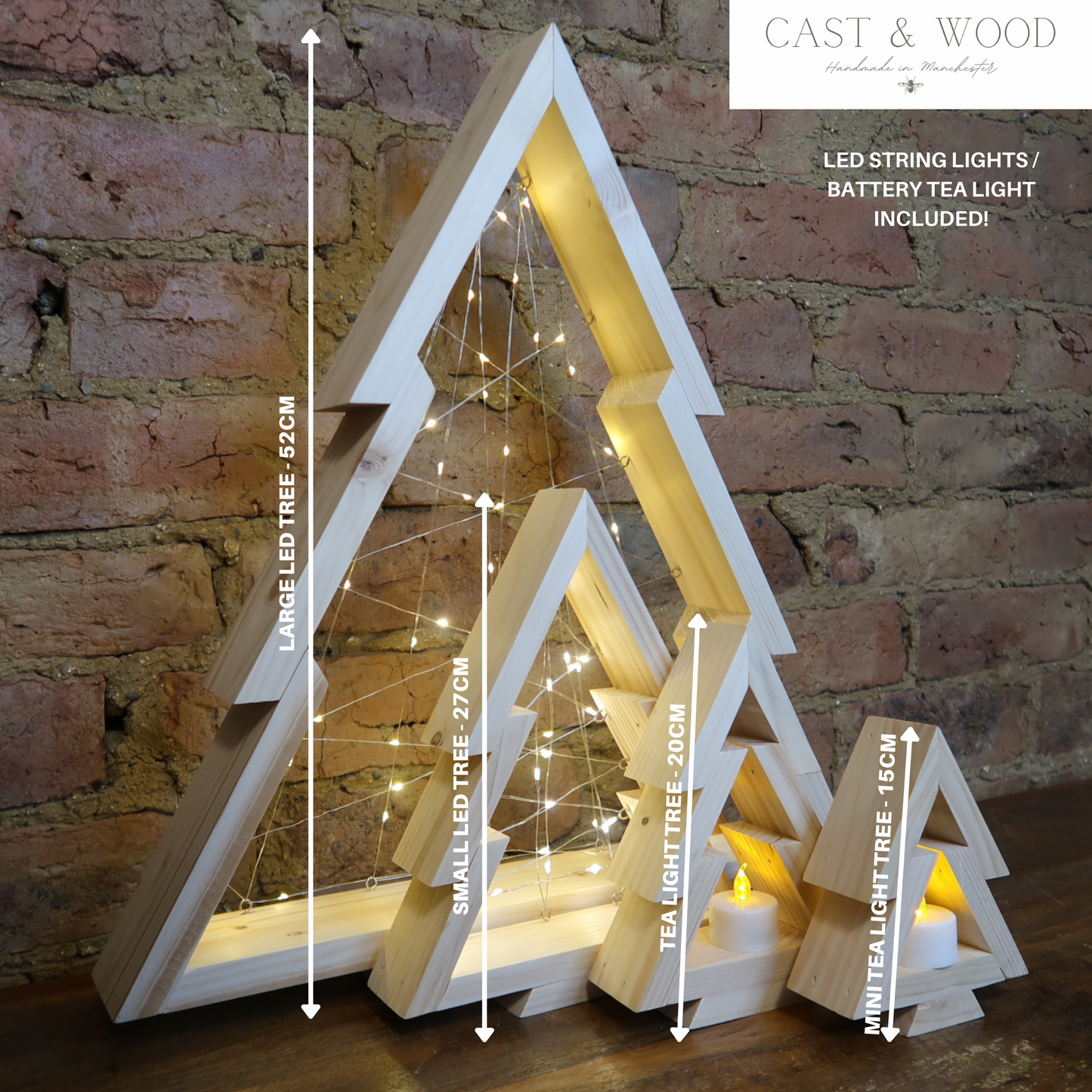 Tea Light Christmas Tree - 20cm (Battery Powered)