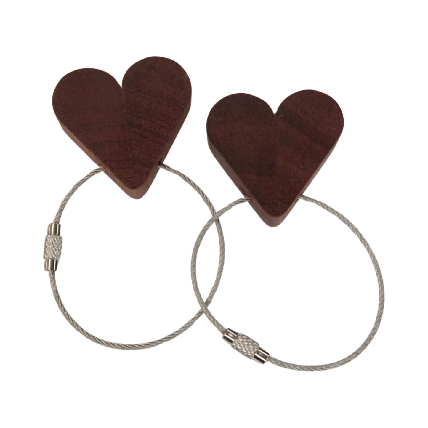 Solid Mahogany Heart Keyring