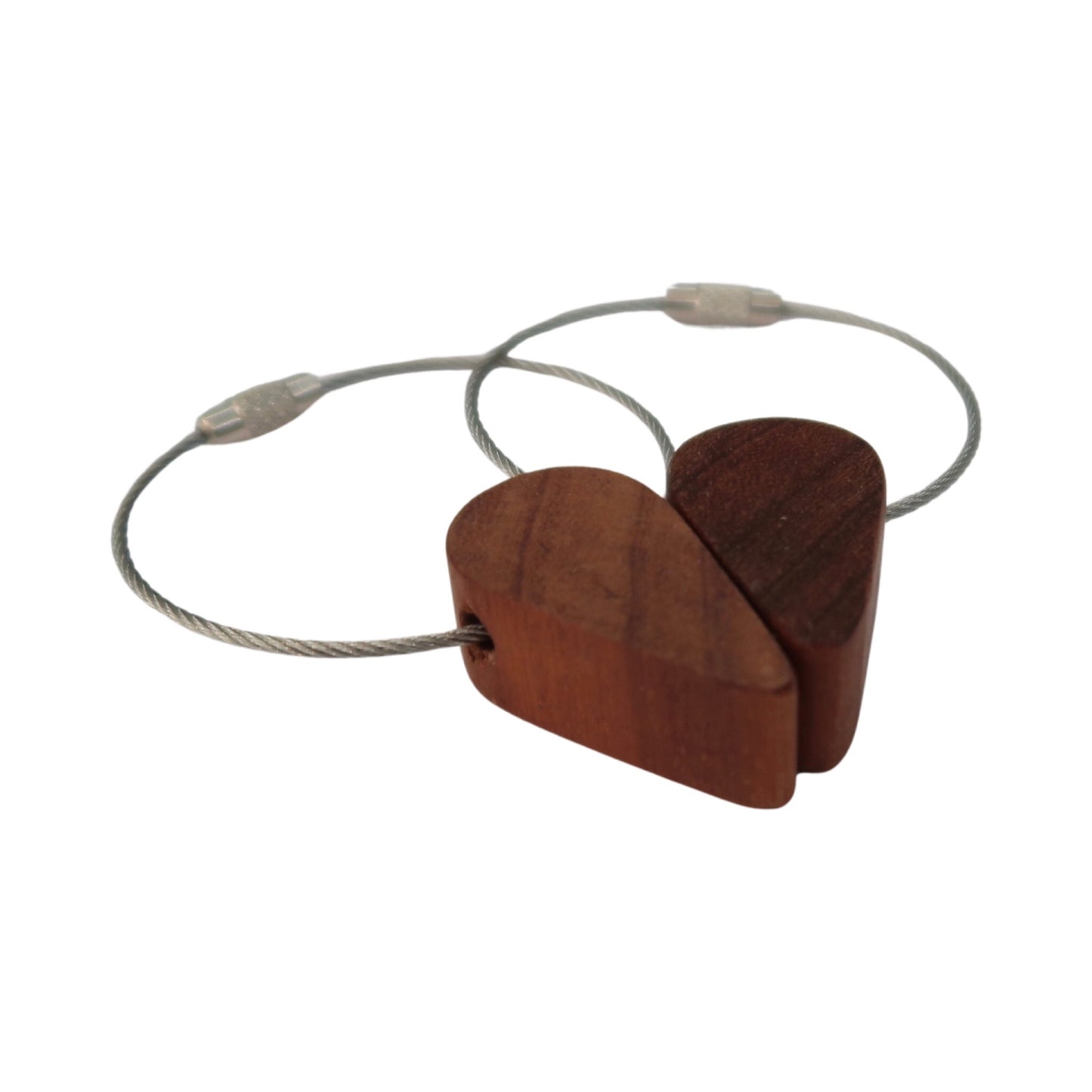 Solid Mahogany Half a Heart Keyring