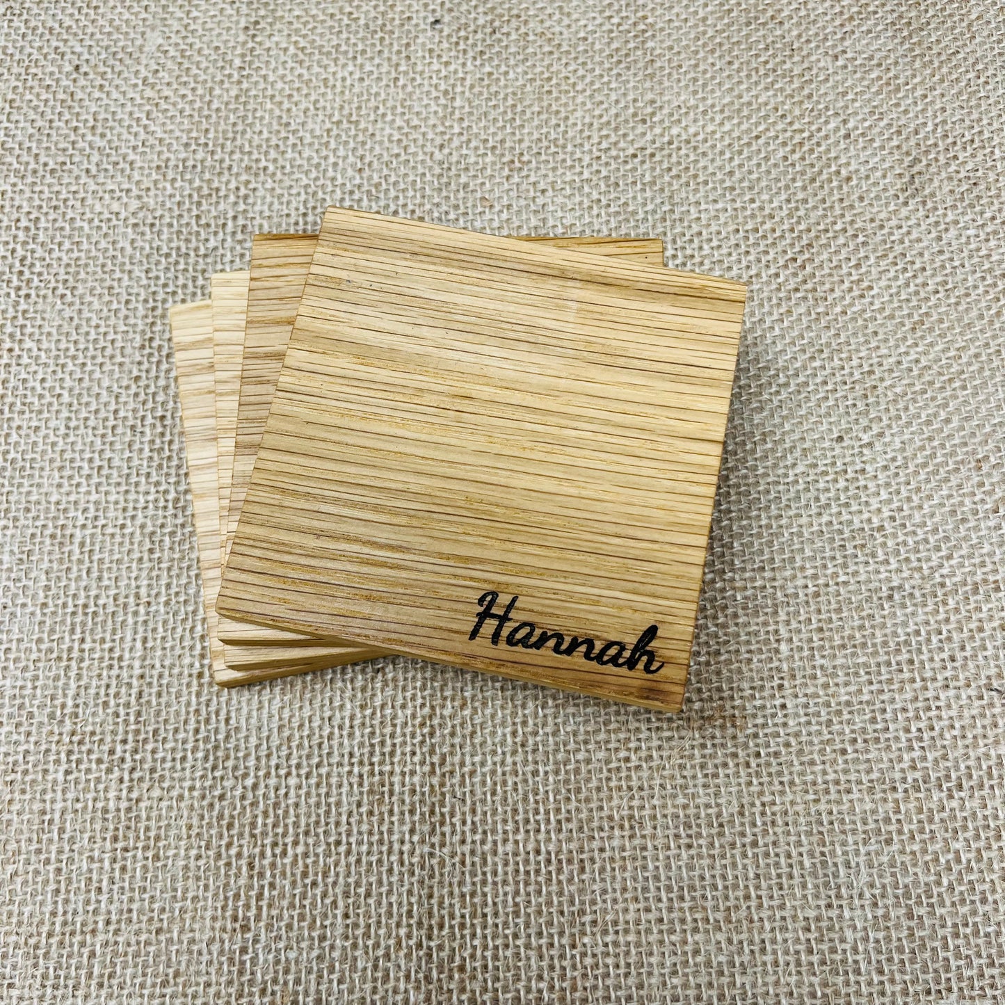 Personalised Name Coaster - Engraved Solid Oak