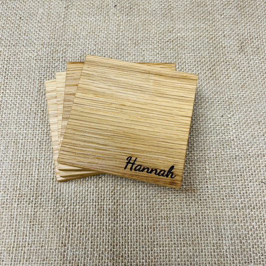 Personalised Name Coaster - Engraved Solid Oak