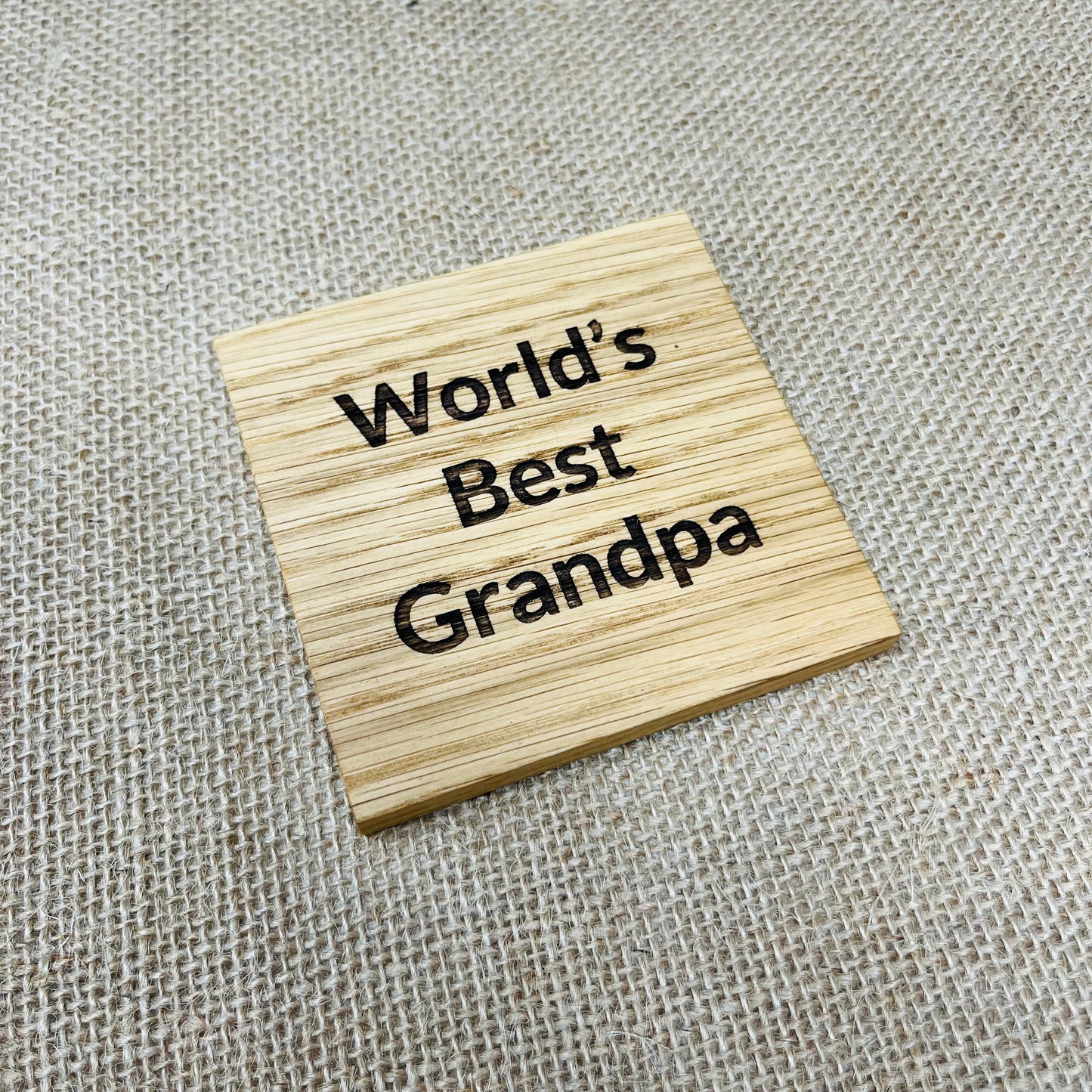 World's Best Grandpa Coaster - Engraved Solid Oak