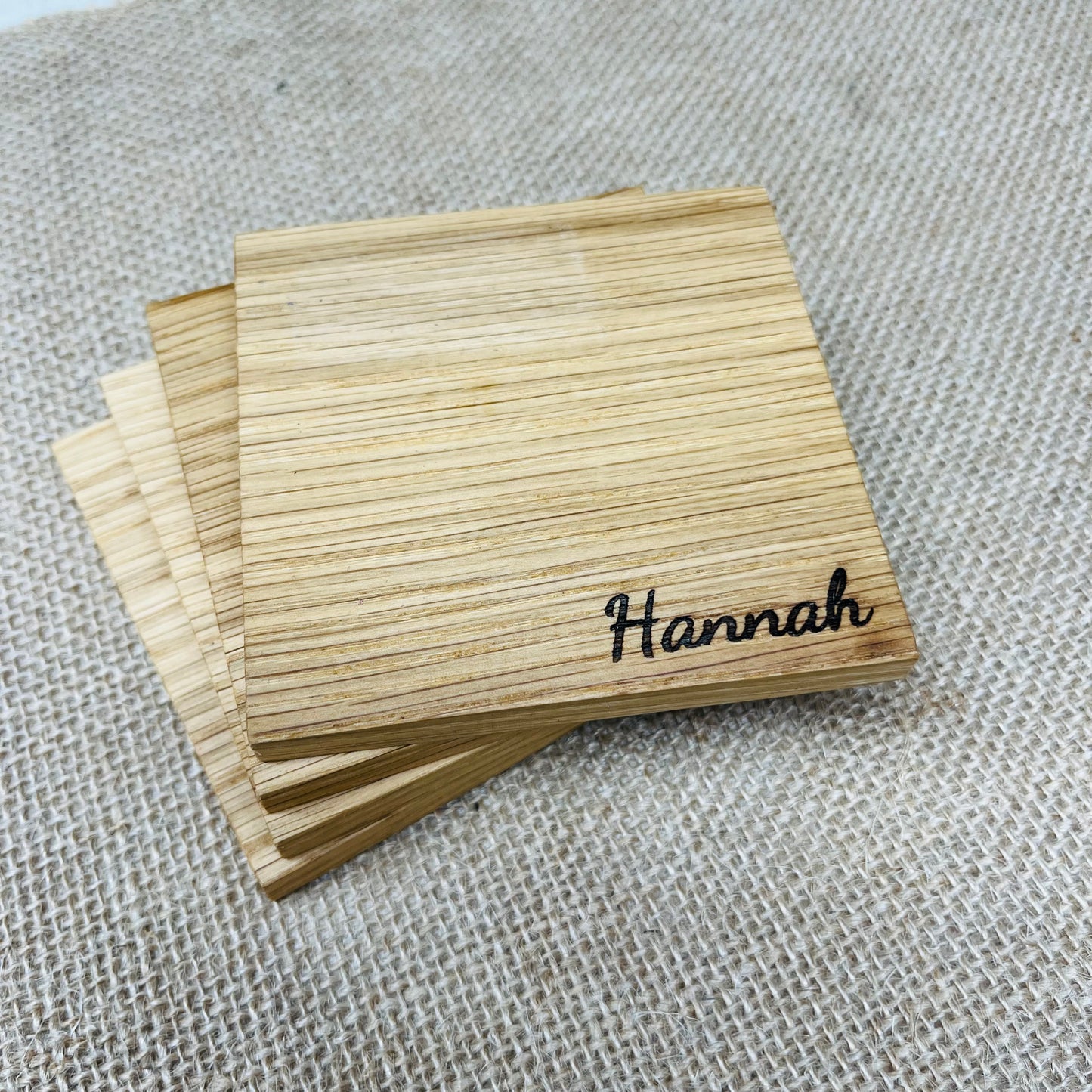 Personalised Name Coaster - Engraved Solid Oak