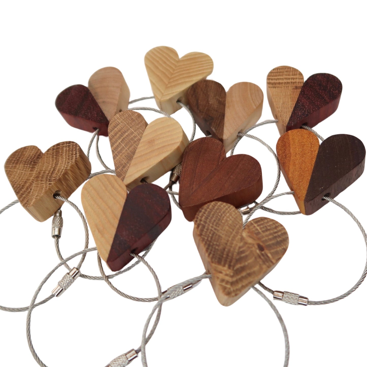 Heart Keyrings Stocking Filler Set of 10