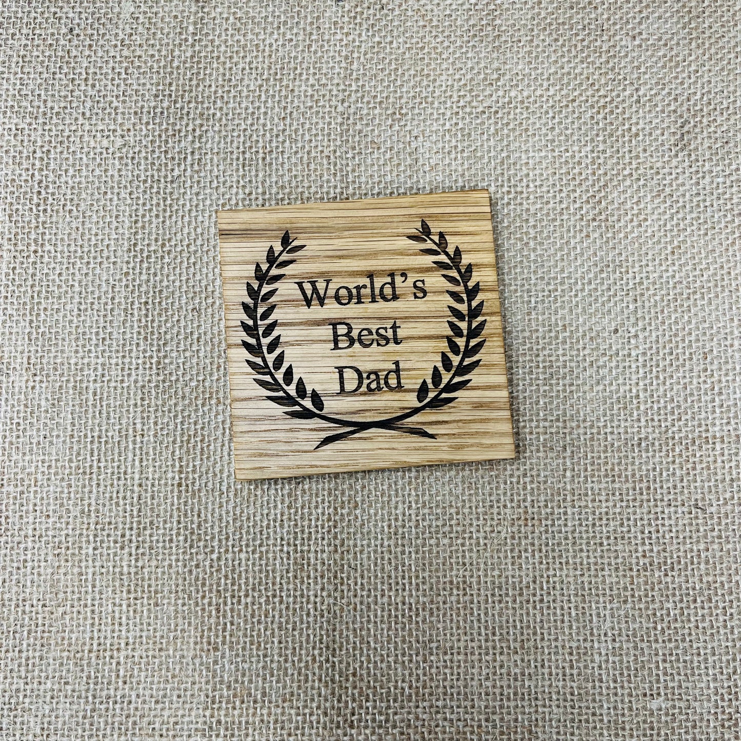 World's Best Dad Coaster - Engraved Solid Oak
