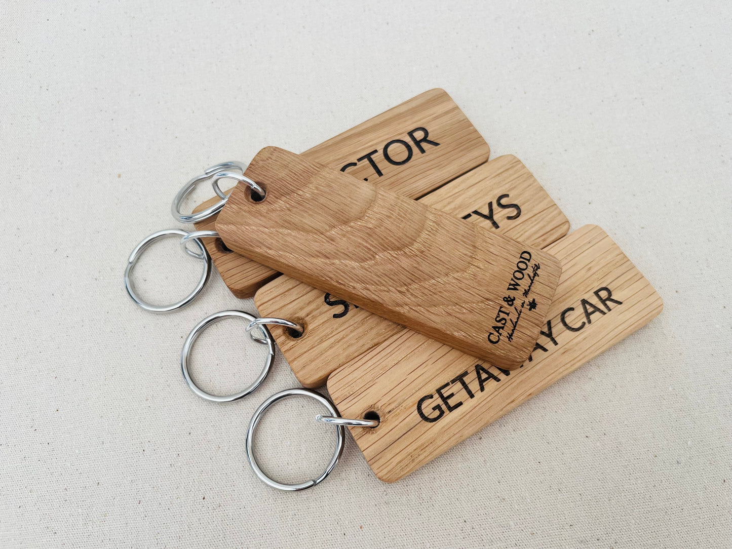 Personalised Small Oak Engraved Keyring