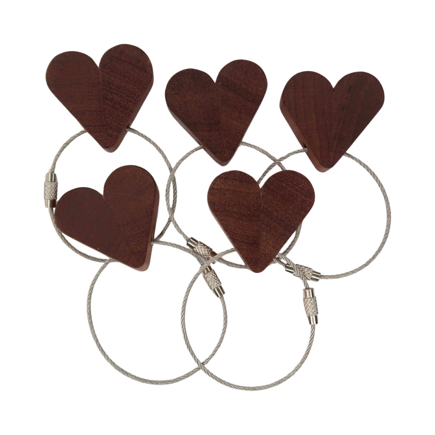 Solid Mahogany Heart Keyring