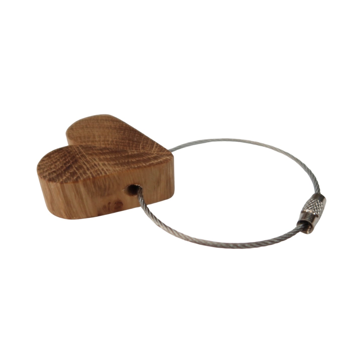 Solid Oak Heart Keyring