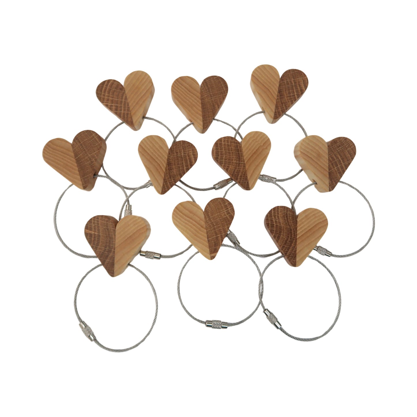 Solid Oak / Ash Mix Heart Keyring