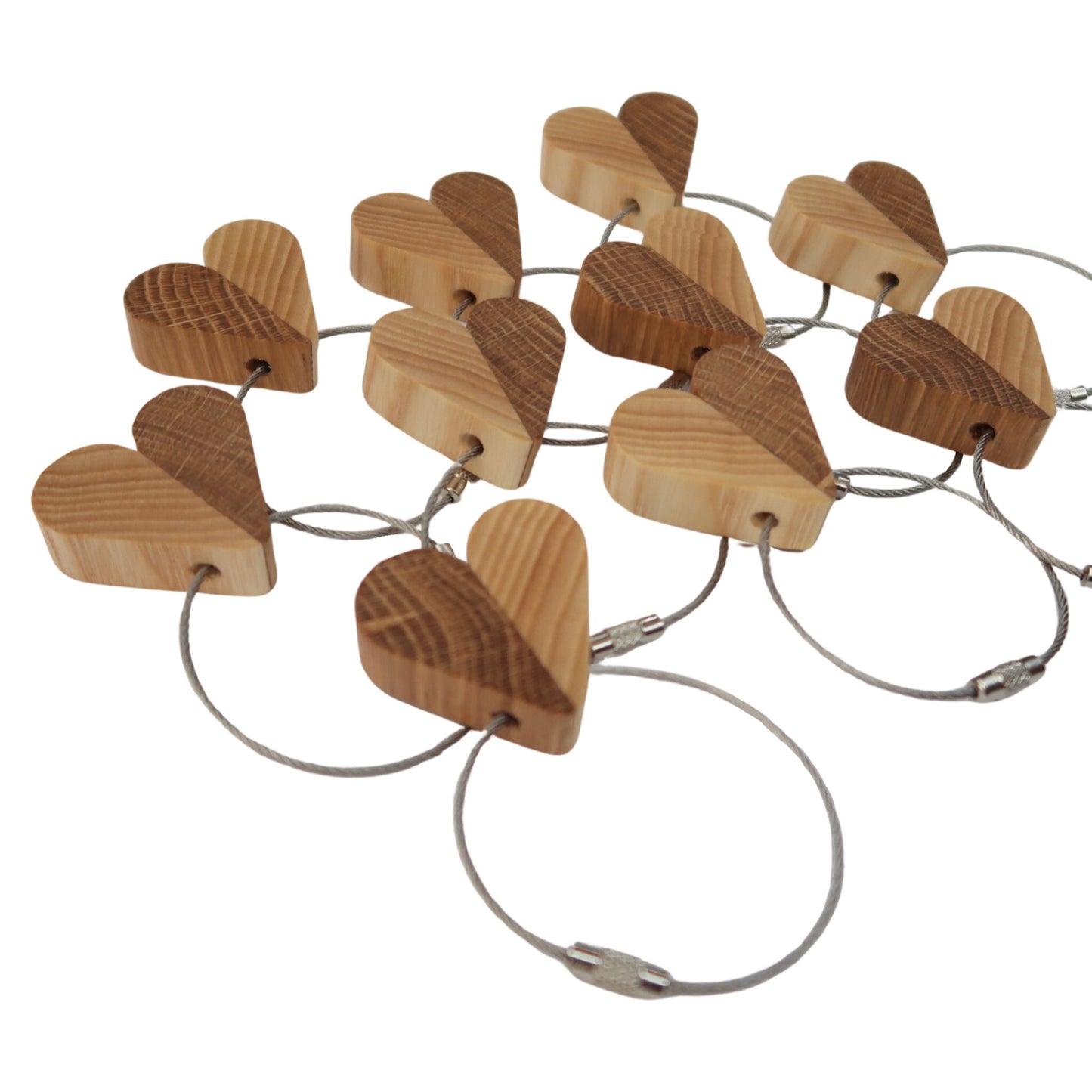 Solid Oak / Ash Mix Heart Keyring