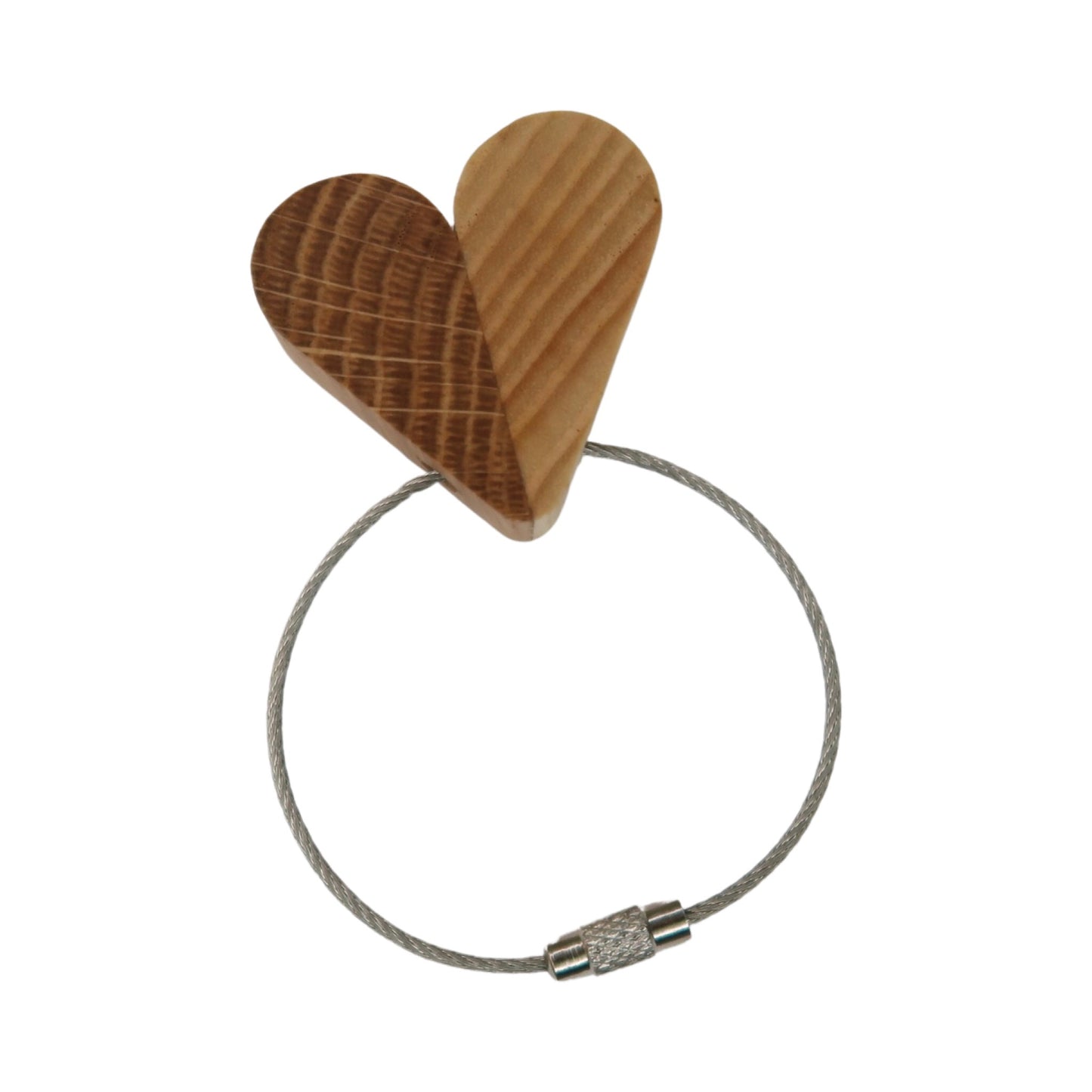 Solid Oak / Ash Mix Heart Keyring
