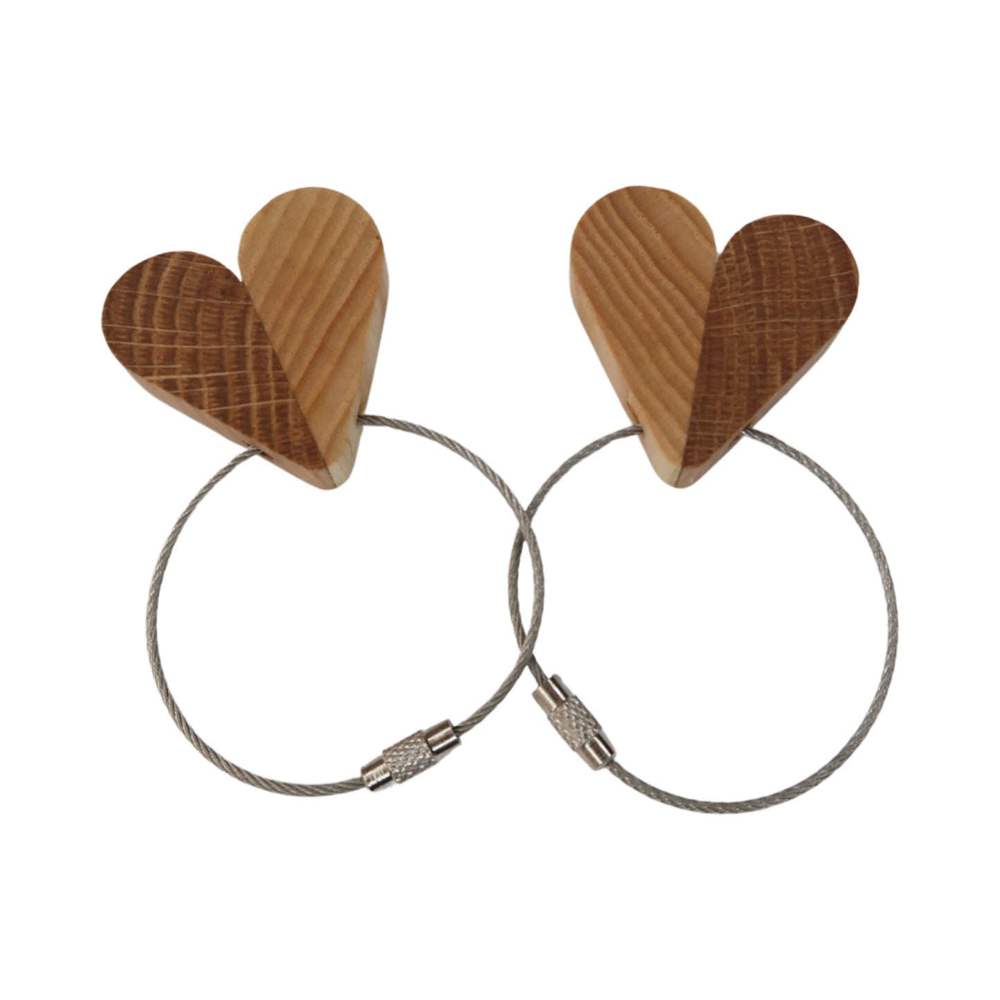 Solid Oak / Ash Mix Heart Keyring