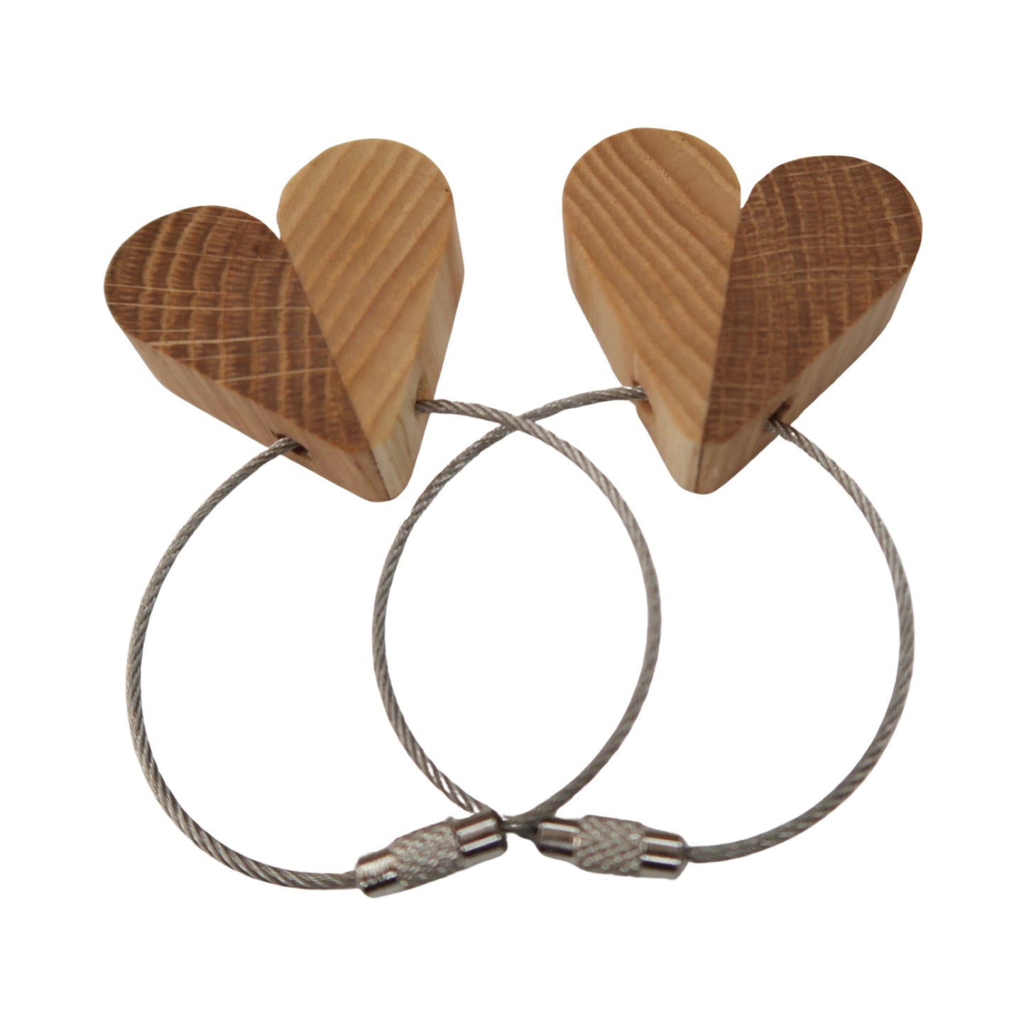 Solid Oak / Ash Mix Heart Keyring
