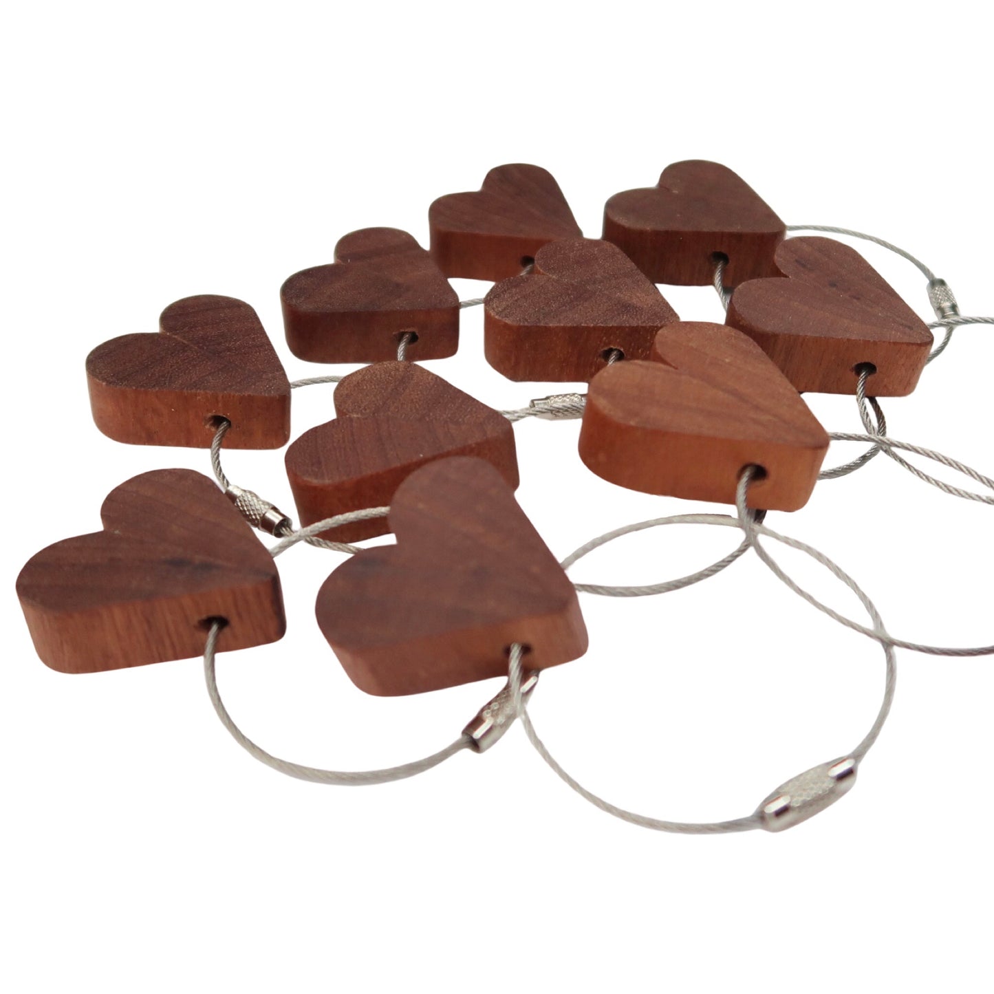 Solid Mahogany Heart Keyring
