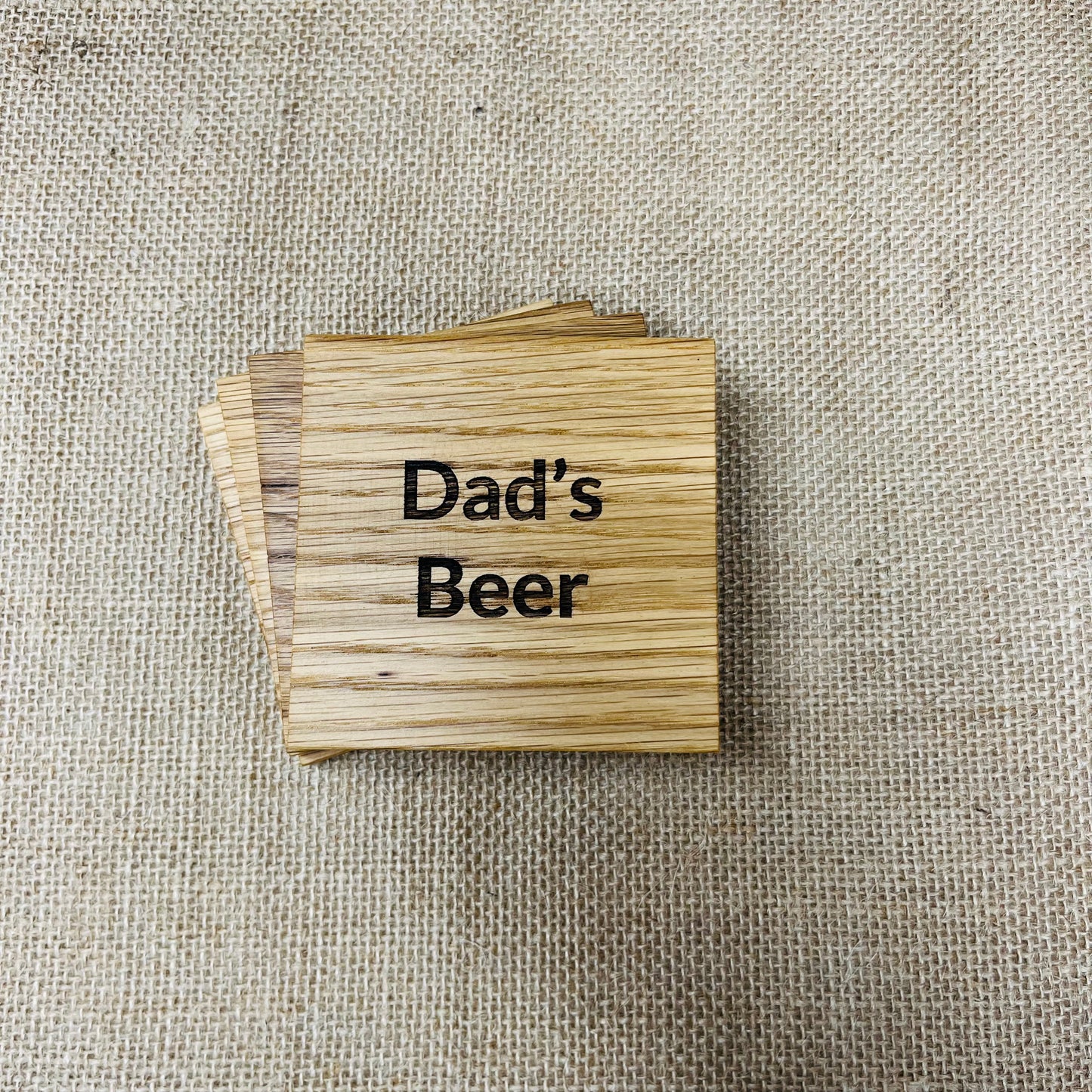 Dad's Beer Coaster - Engraved Solid Oak