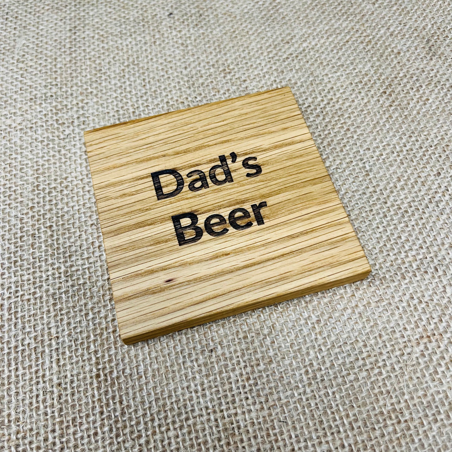 Dad's Beer Coaster - Engraved Solid Oak