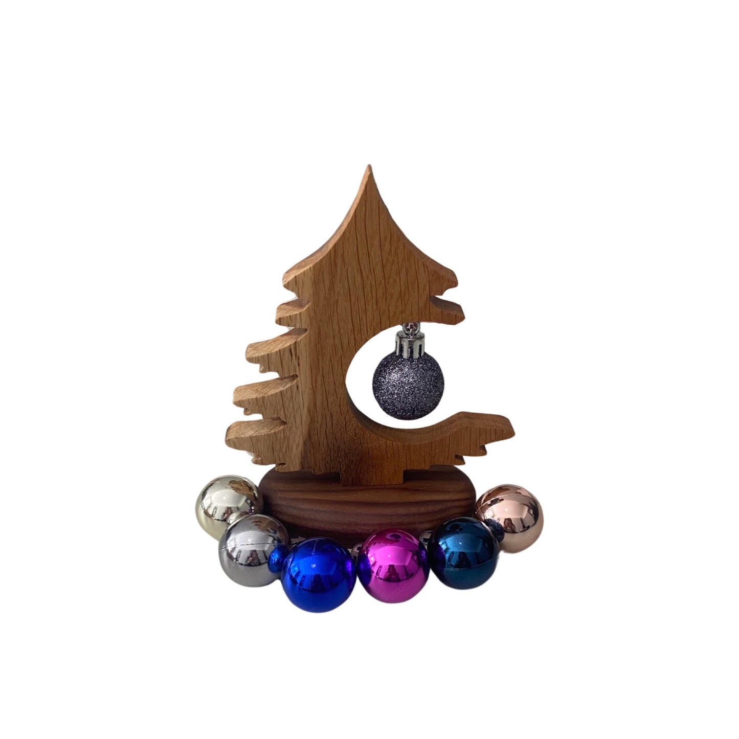 Solid Oak and Walnut Desktop Christmas Tree