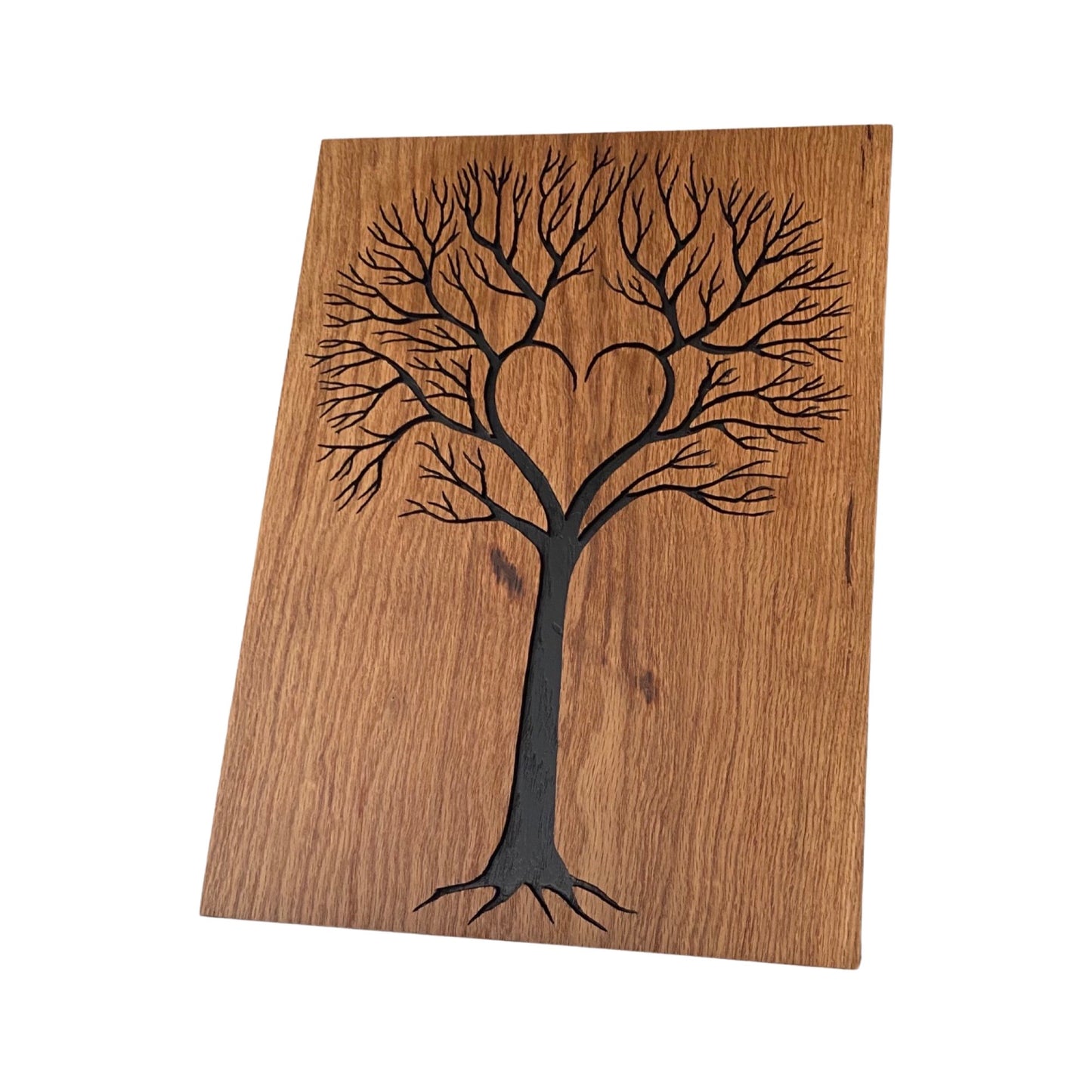 Solid Oak Chopping Board with Hand Carved Tree