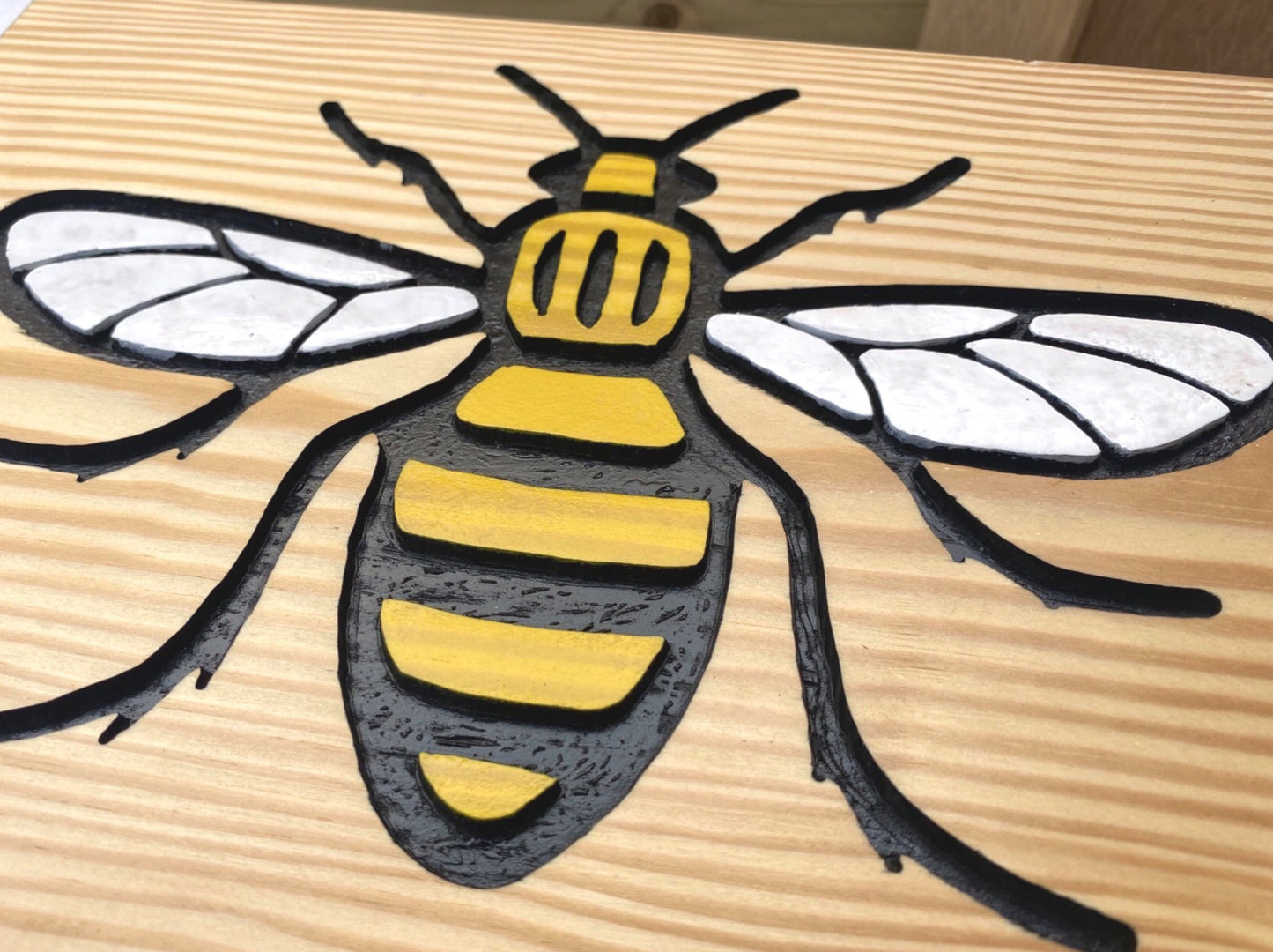 Manchester Bee Hand Carved Sign