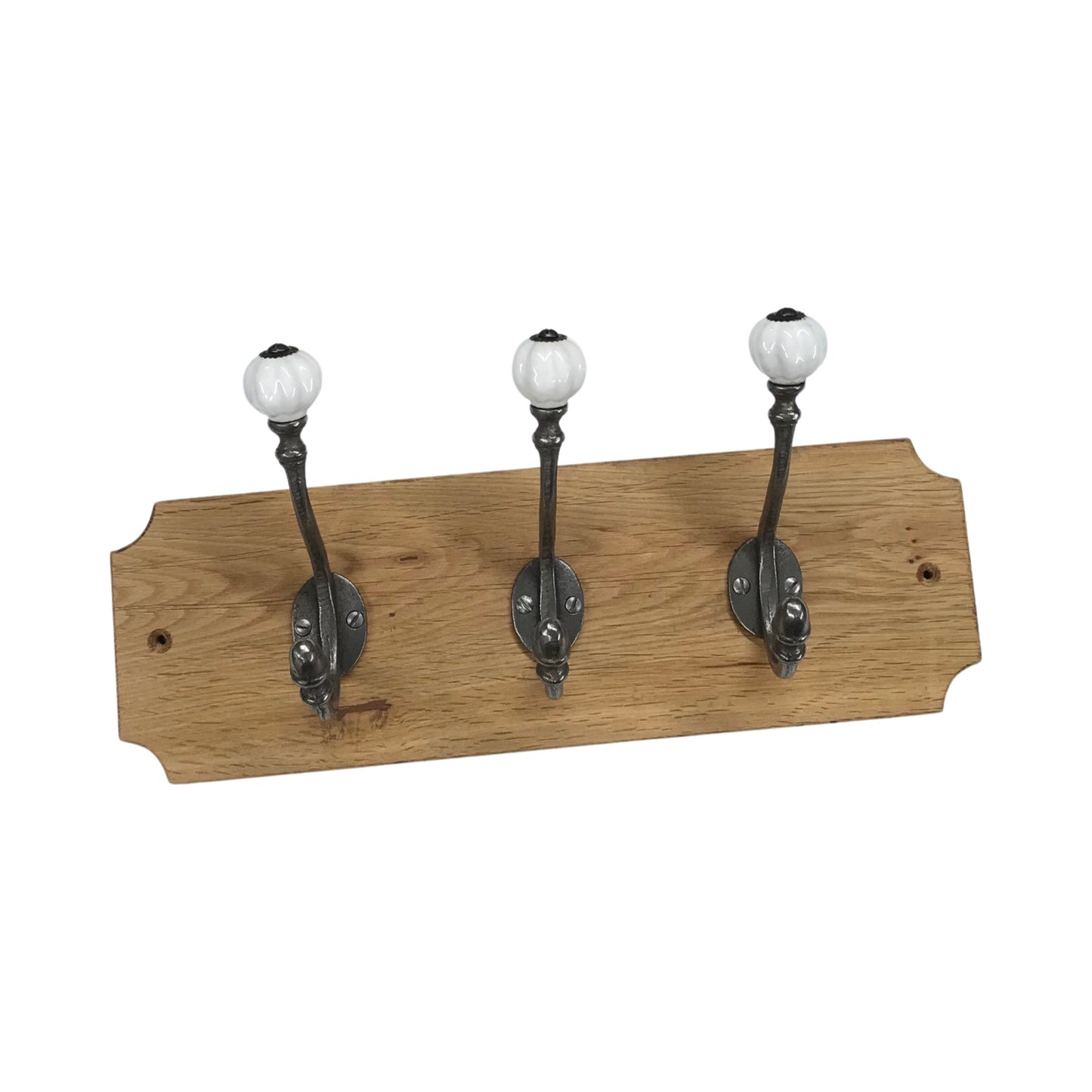 White Acorn - Oak Backed Mounted Coat Rack