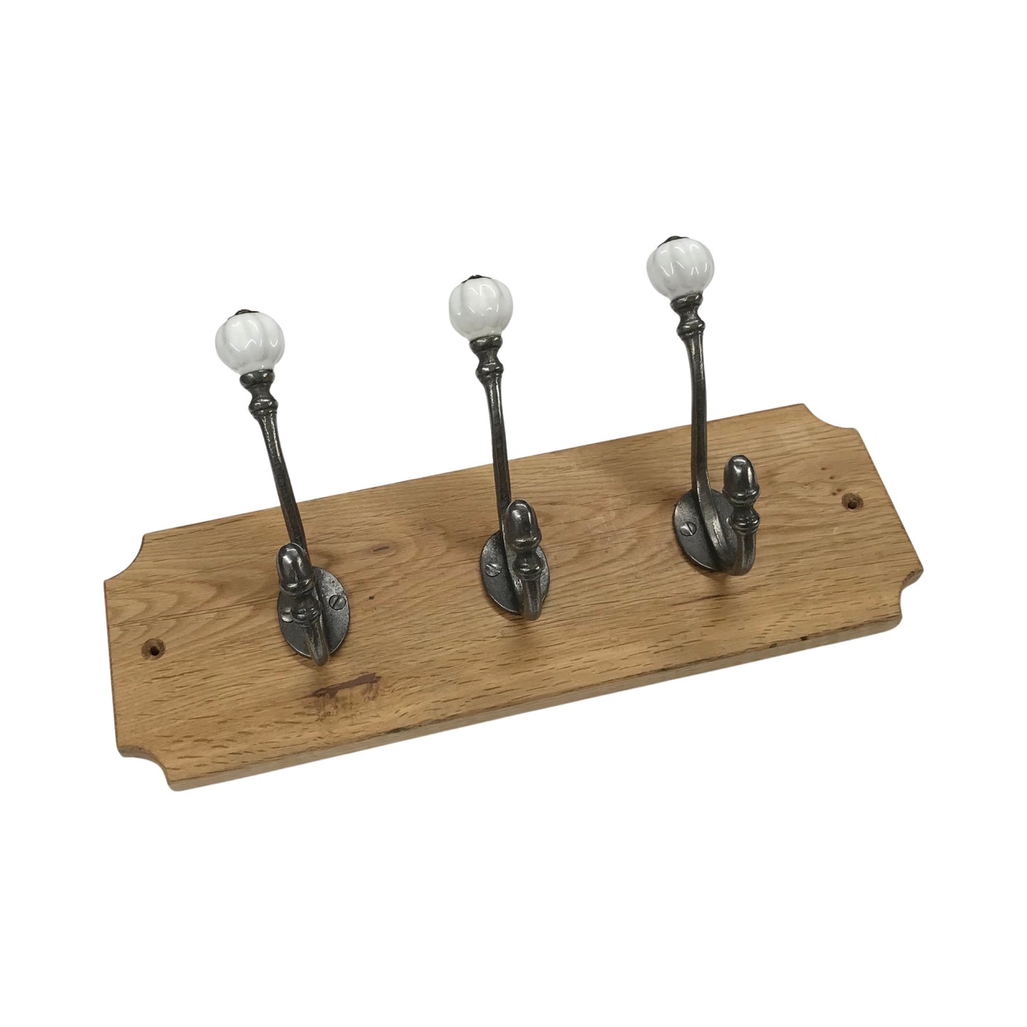 White Acorn - Oak Backed Mounted Coat Rack