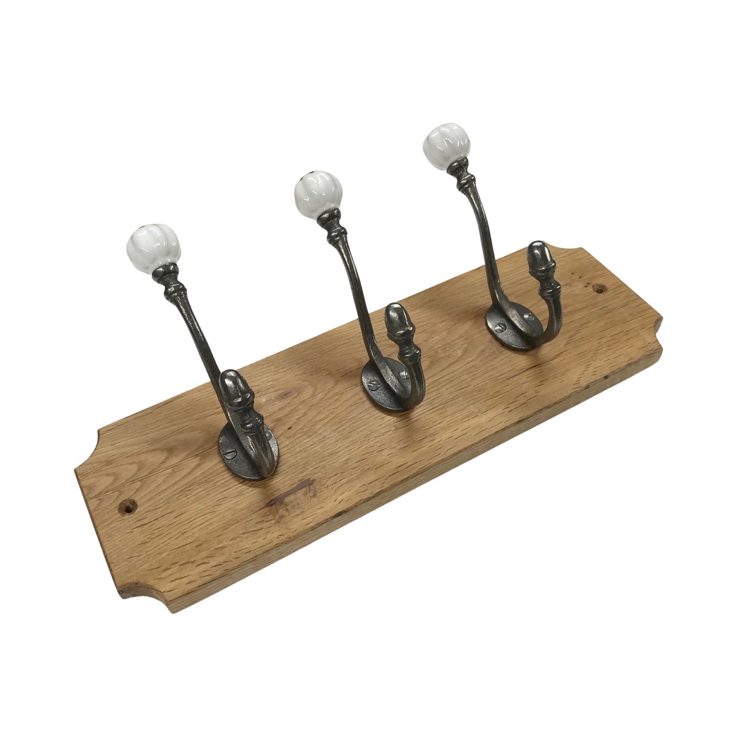 White Acorn - Oak Backed Mounted Coat Rack