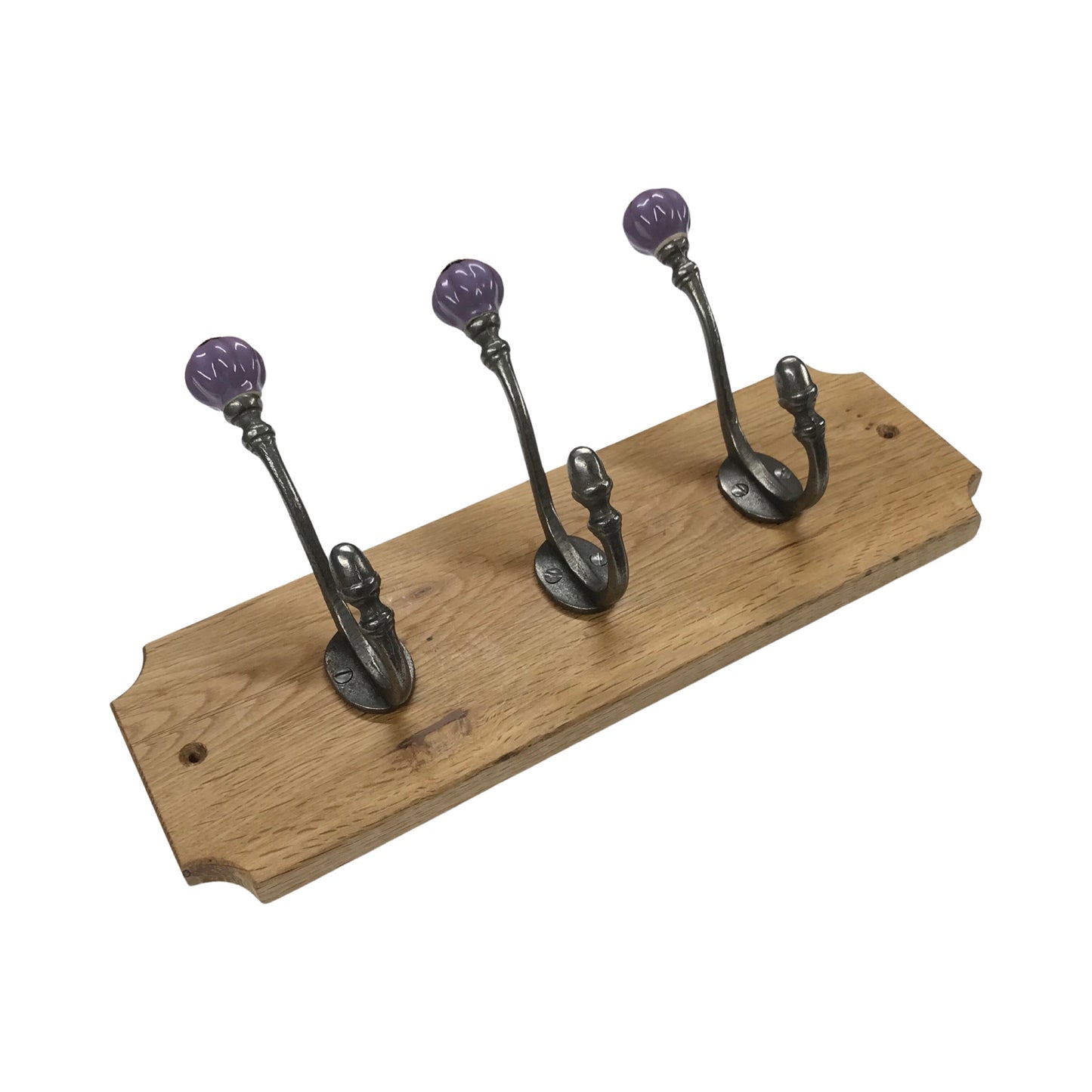 Purple - Oak Backed Mounted Coat Rack