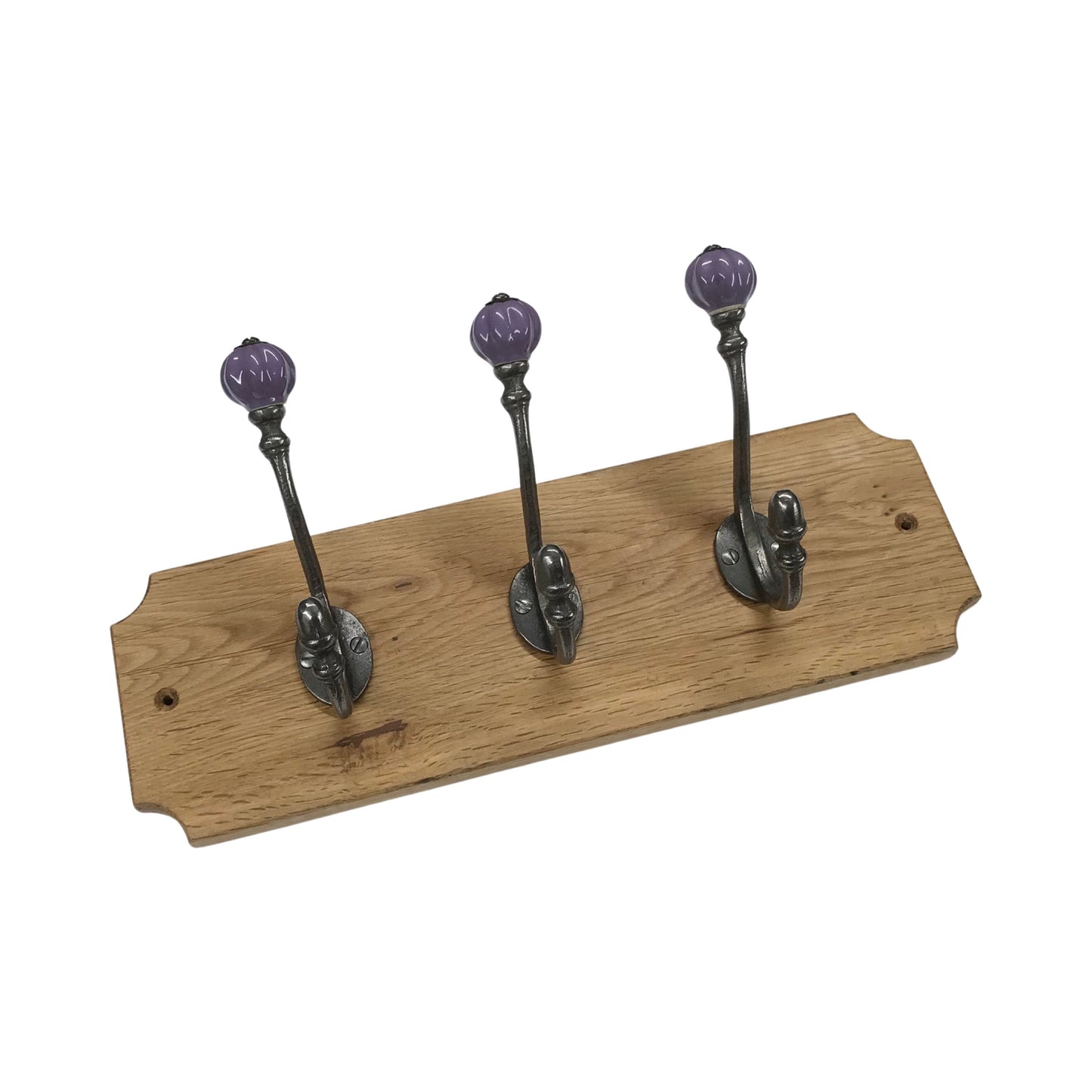 Purple - Oak Backed Mounted Coat Rack