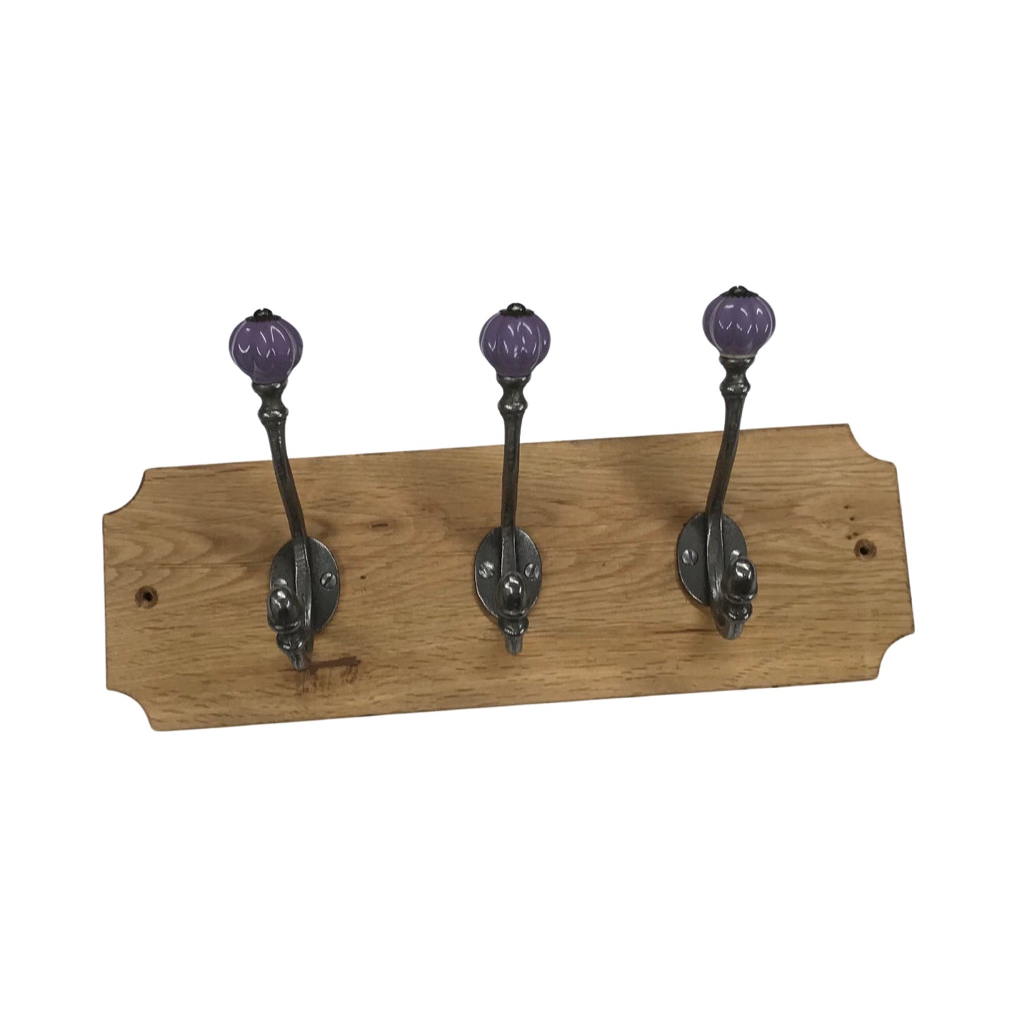 Purple - Oak Backed Mounted Coat Rack