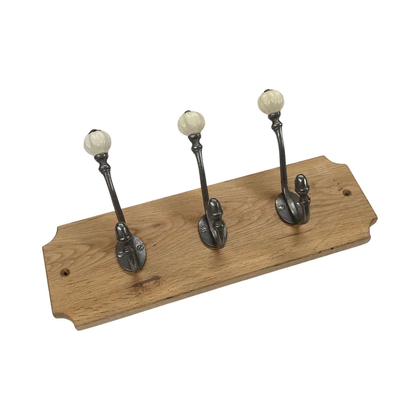 Off White - Oak Backed Mounted Coat Rack
