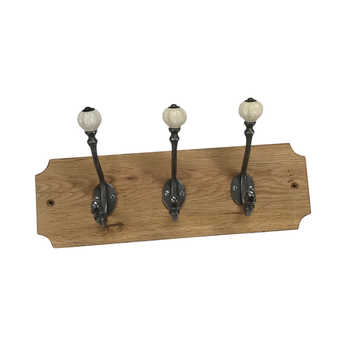 Off White - Oak Backed Mounted Coat Rack