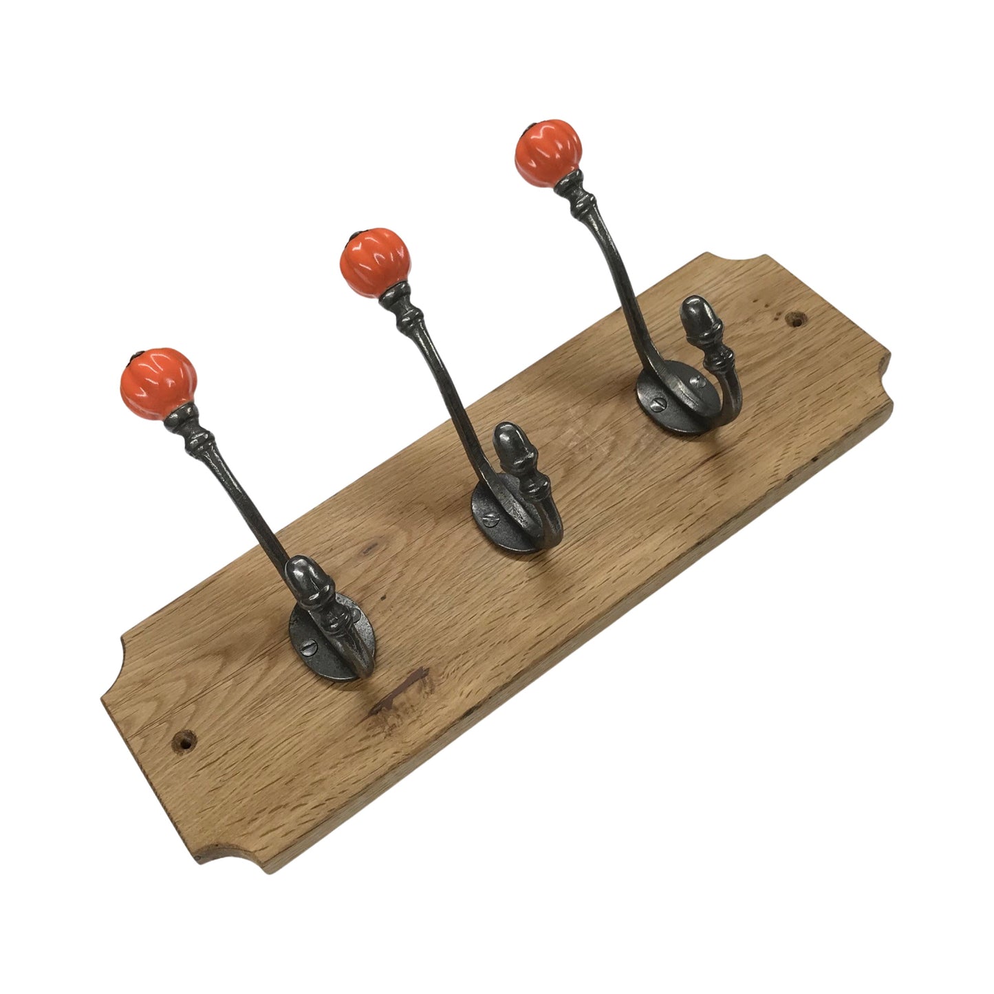 Orange Acorn - Oak Backed Mounted Coat Rack