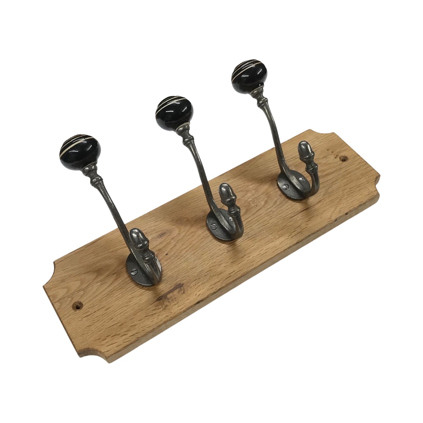Black & White Stripe - Oak Backed Mounted Coat Rack