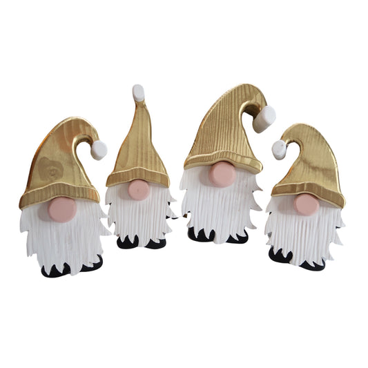 Festive Gonk - Handmade Decorative Wooden Gnome - Gold