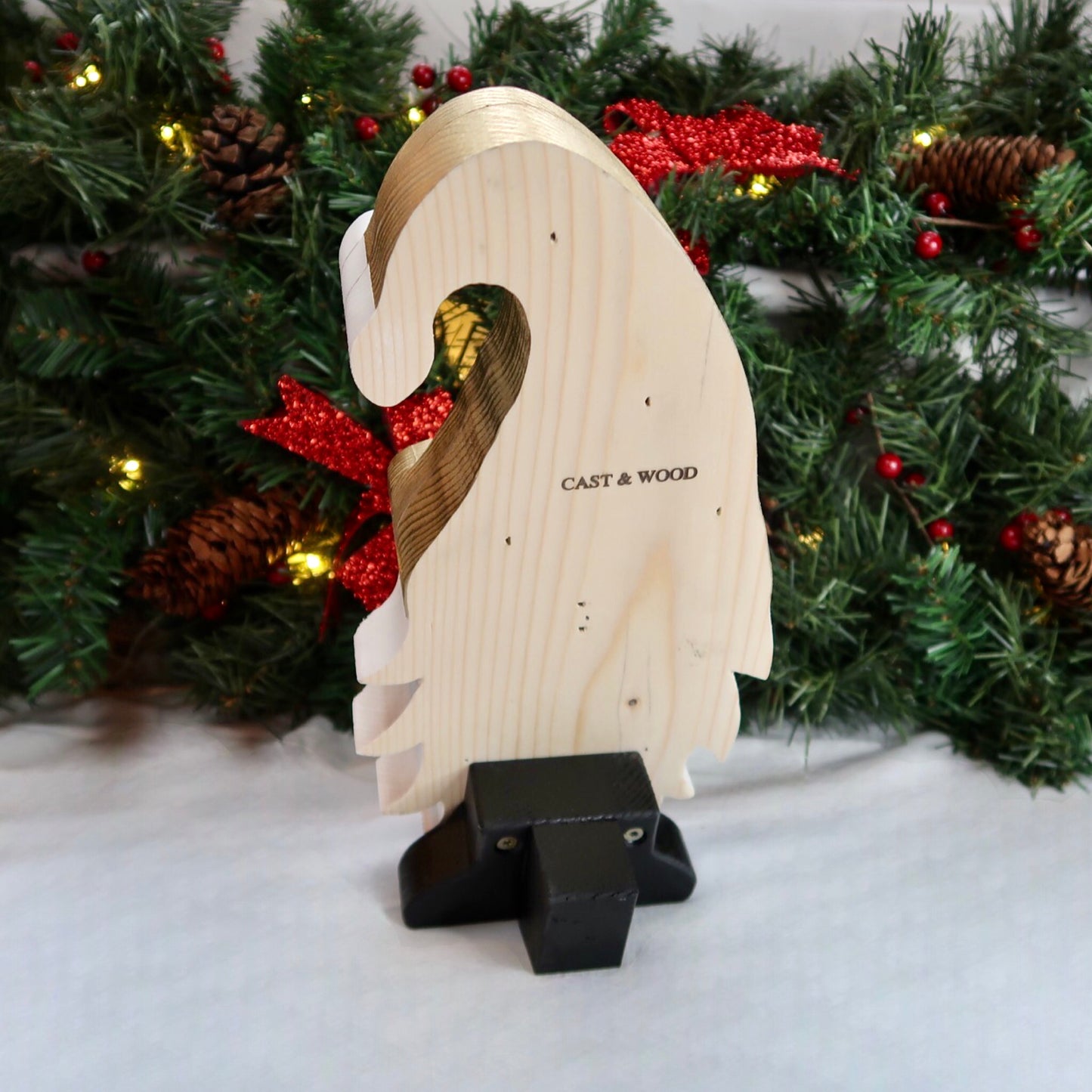 Festive Gonk - Handmade Decorative Wooden Gnome - Gold