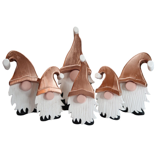 Festive Gonk - Handmade Decorative Wooden Gnome - Copper Rose Gold